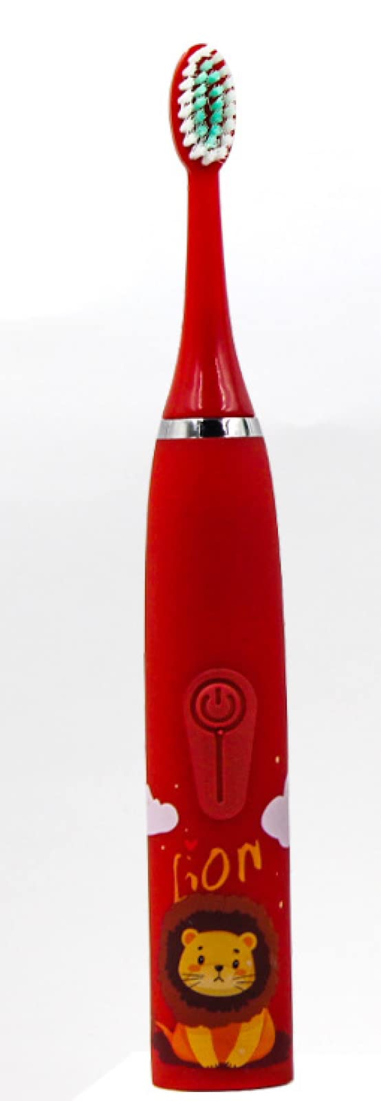 **Kids Electric Toothbrush - Cartoon Soft Bristle Waterproof Rechargeable Toothbrush for Children with 6 Brush Heads (Red) - Perfect for Gentle Gum Cleaning & Daily Oral Care at Home or Travel**