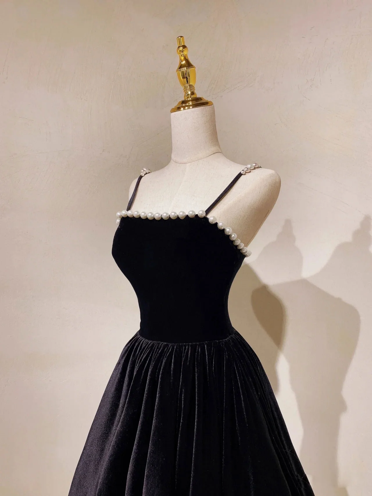Elegant A-Line Black Velvet Long Prom Dress with Beaded Details - Perfect for Birthday Parties, Homecoming, and Formal Events