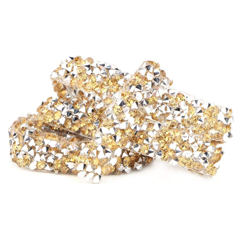 Ubersweet® 1cm Crystal Yellow Mesh Wrap Roll - DIY Rhinestone Resin Drill Mesh for Wedding, Birthday, Party Decorations - Perfect for Nail Art, Jewelry Making, and Craft Projects