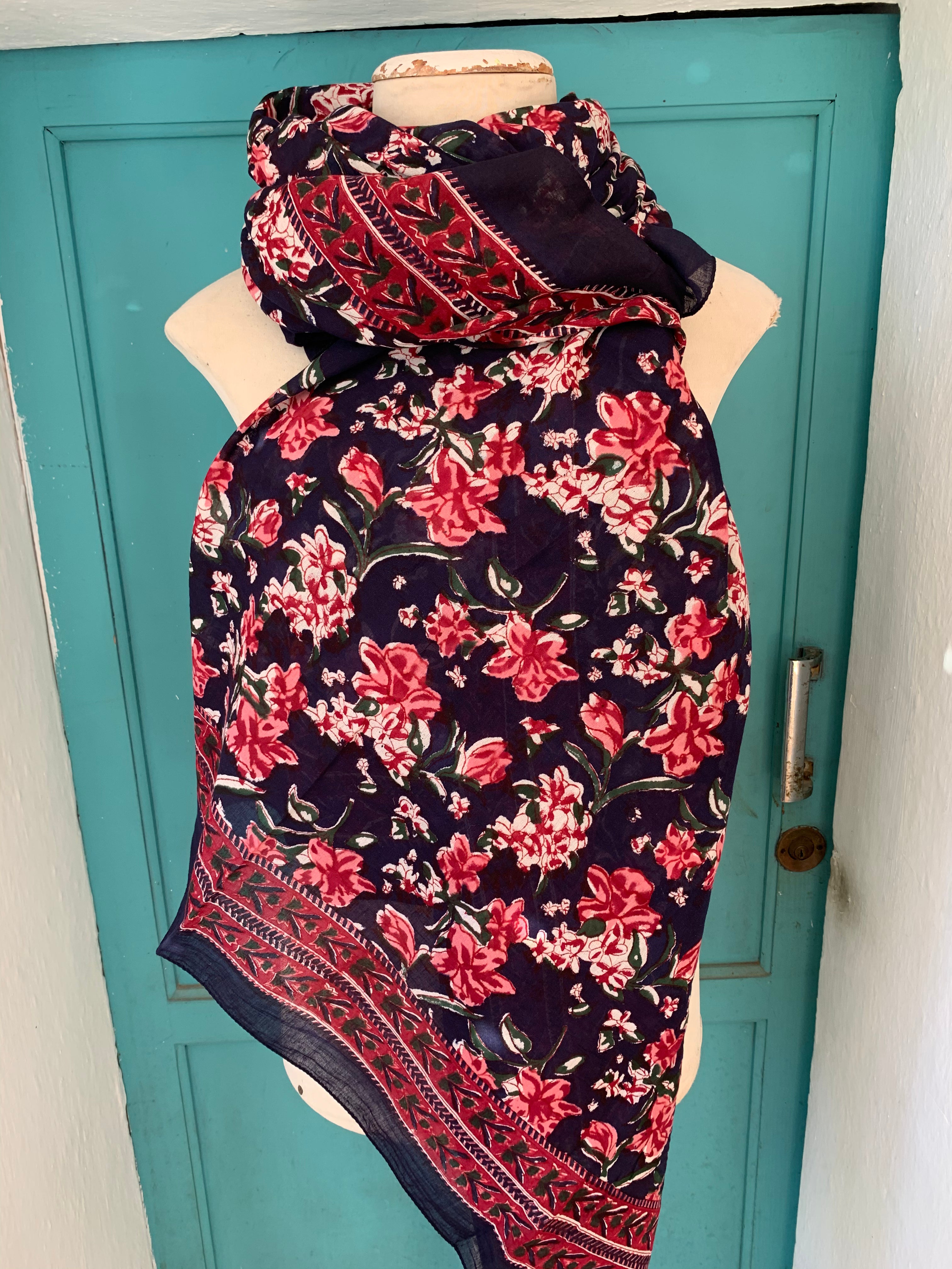 Stylish Block Print Cotton Sarong Pareo Shawl - New Collection for Beach, Pool & Summer Fashion