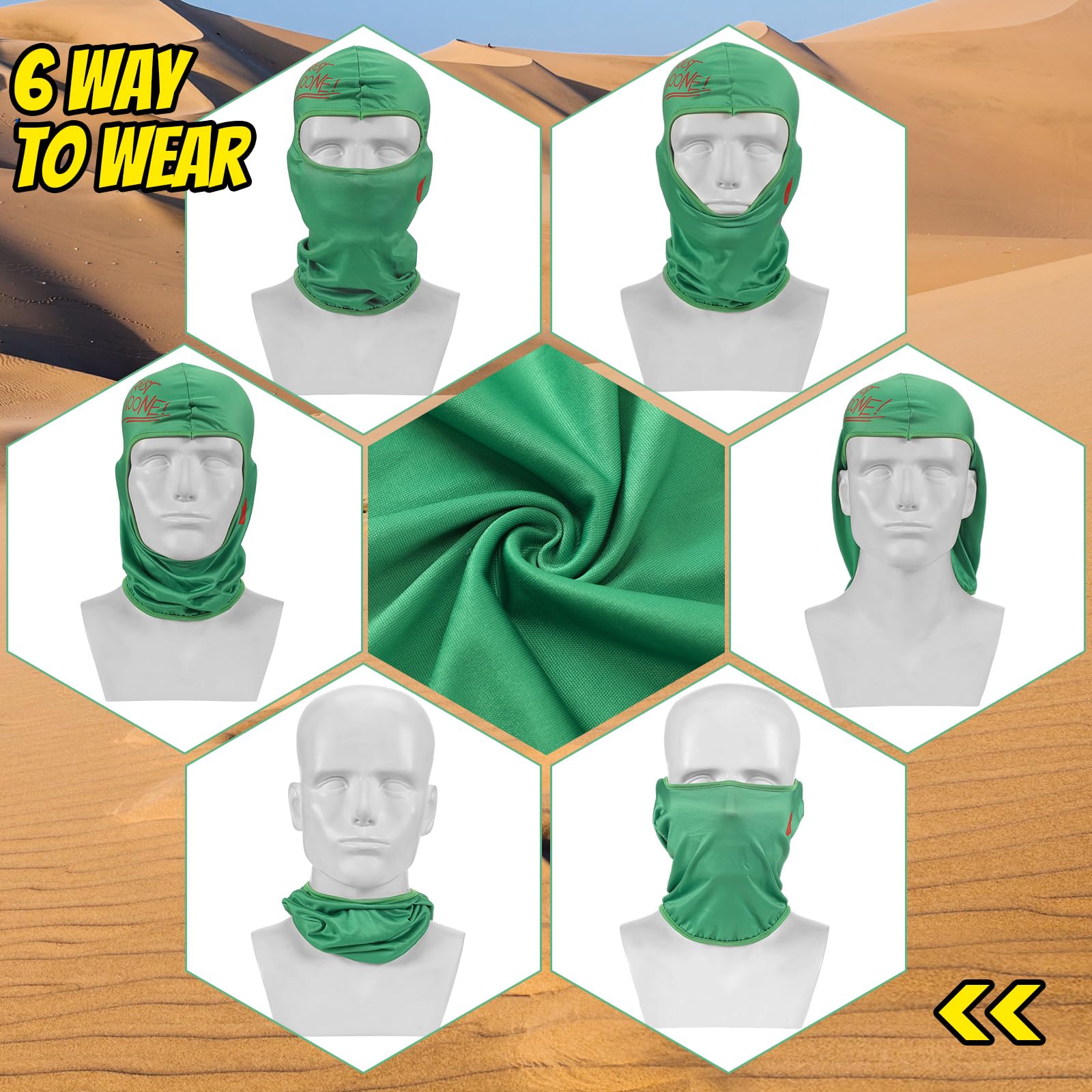 Wesiti 4-Pack Balaclava Face Mask - Breathable Ski Mask for Cycling, Sun Protection & Outdoor Sports (Green, Pink, White, Yellow) - Perfect for Winter Sports, Motorcycling & UV Protection