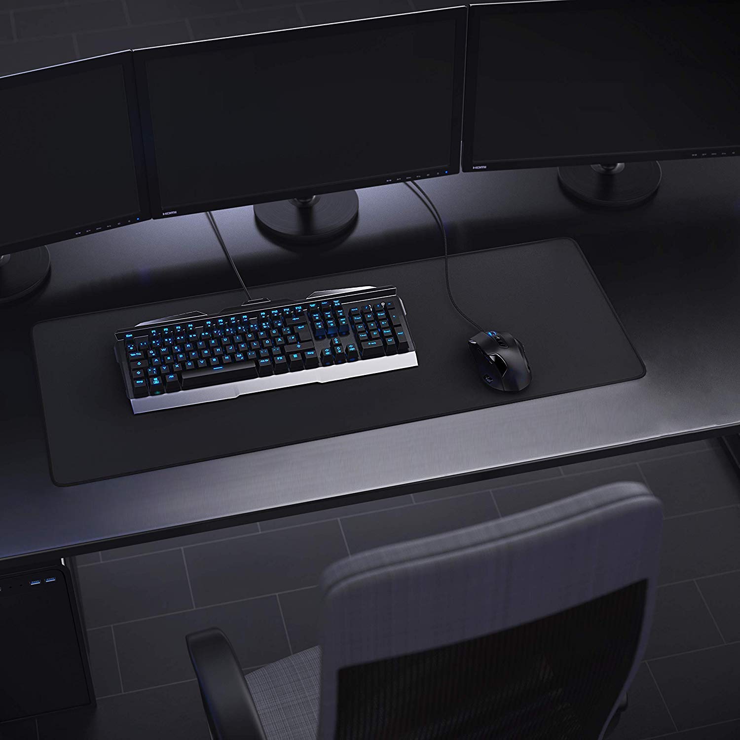 Premium Large Gaming Mouse Pad (31.5x11.8in) - Non-Slip Rubber Base, Waterproof Keyboard Mat with Textured Cloth Surface for PC, Laptop, Office & Esports Gaming - Black | Perfect for Gamers, Programmers & Office Workers