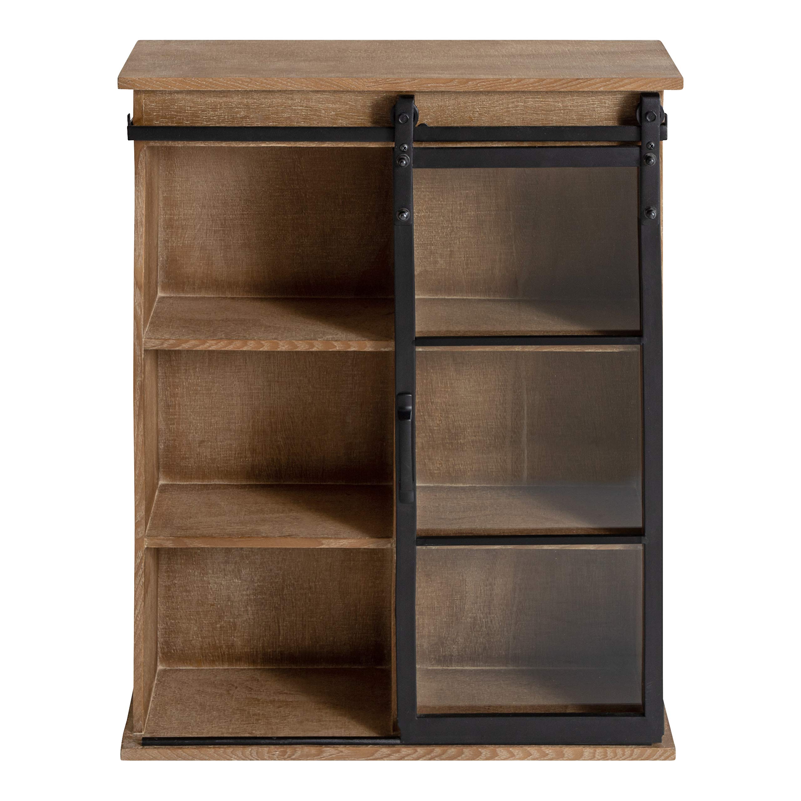 Kate & Laurel Barnhardt Rustic Brown Wooden Wall Cabinet with Sliding Glass Door - 22