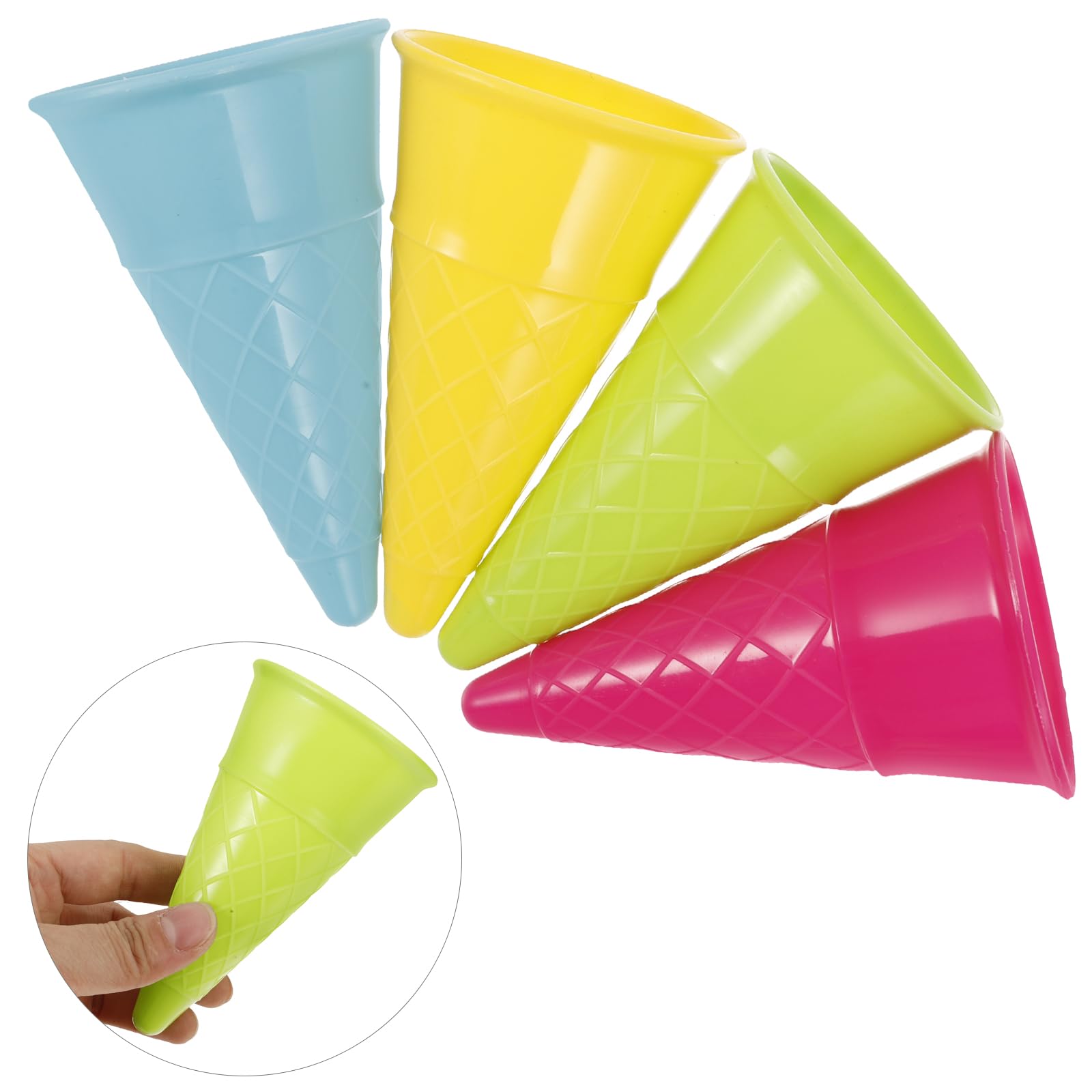 Kisangel 5-Piece Plastic Ice Cream Cone Set - Sand Play Toys for Kids, Beach Sandbox Toys, Pretend Play Ice Cream Cups - Perfect for Outdoor Play, Birthday Parties & Summer Activities