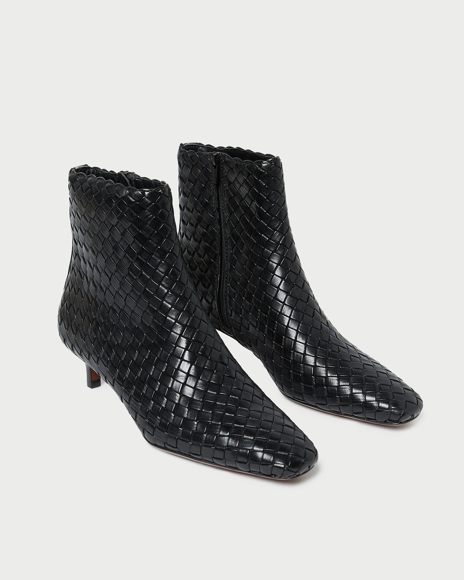 Marcella Black Woven Ankle Boots for Women - Stylish & Comfortable Low Heel Booties for Fall & Winter - Perfect for Office, Casual Outfits & Date Nights