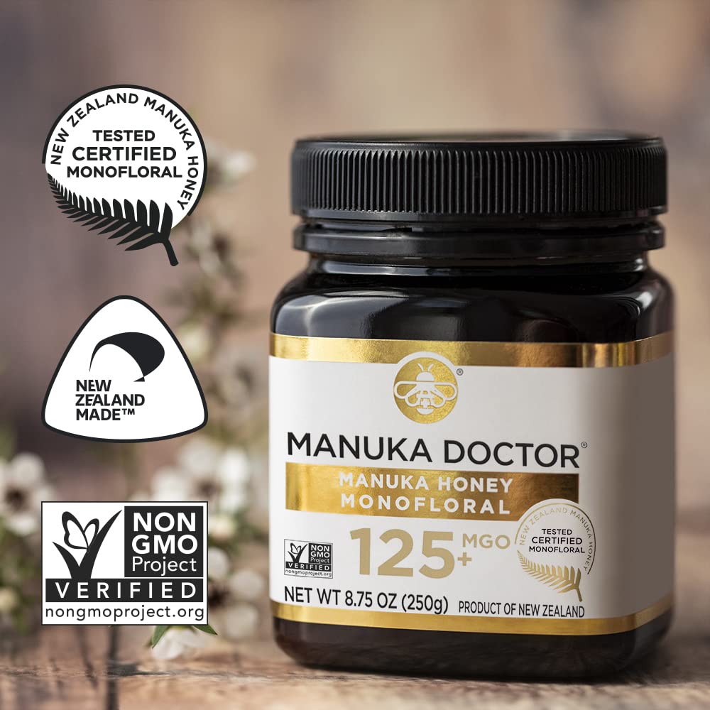 Manuka Doctor MGO 125+ Honey - Pure NZ Raw Monofloral for Immunity & Wellness