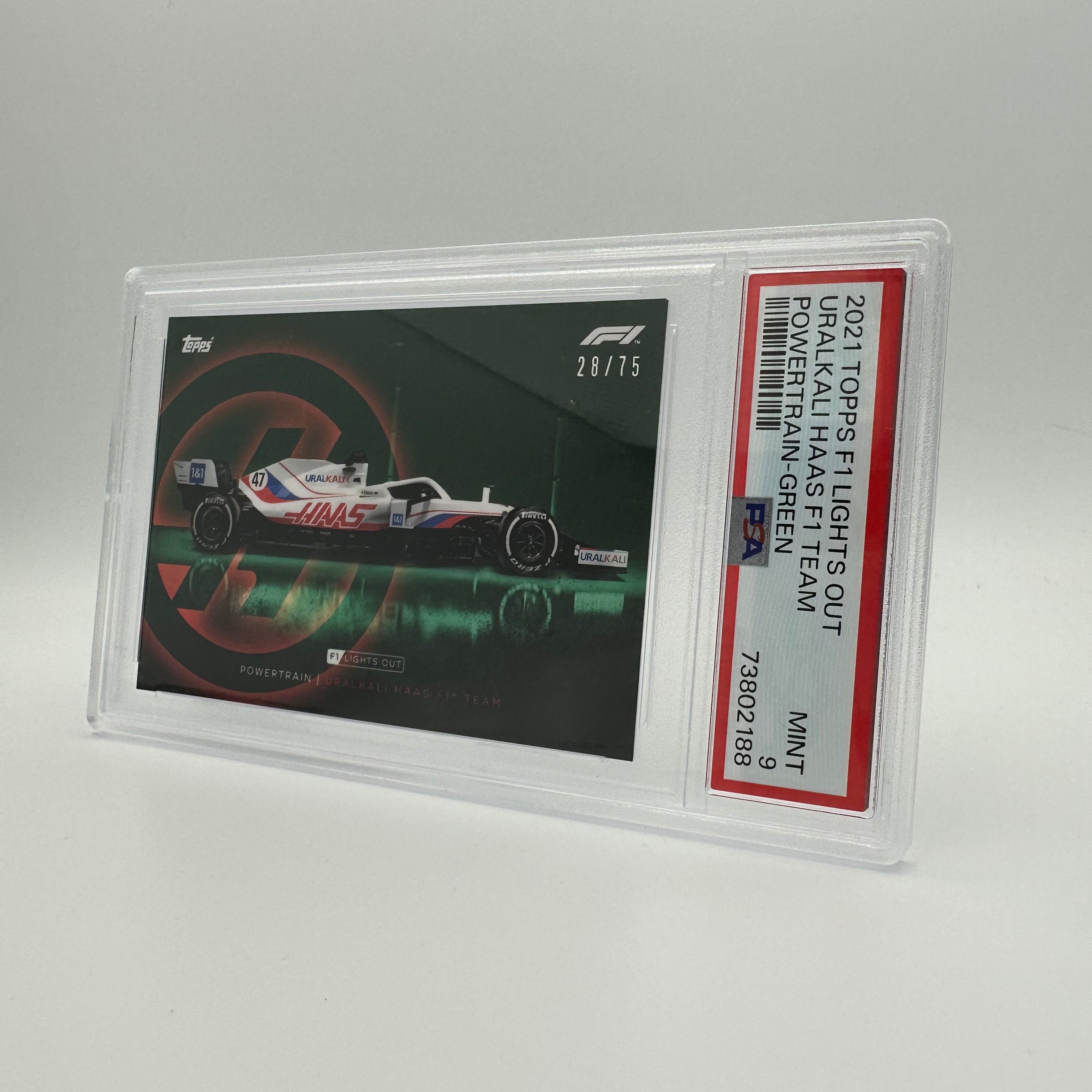 PSA 9 Graded 28/75 Uralkali Haas F1 Team Power Train Green - Perfect for F1 Collectors, Racing Enthusiasts & Sports Memorabilia Displays