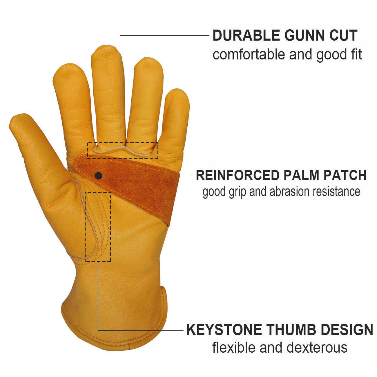 Durable Cowhide Leather Work Gloves for Men & Women - Gardening, Construction, Motorcycle Riding (XL)