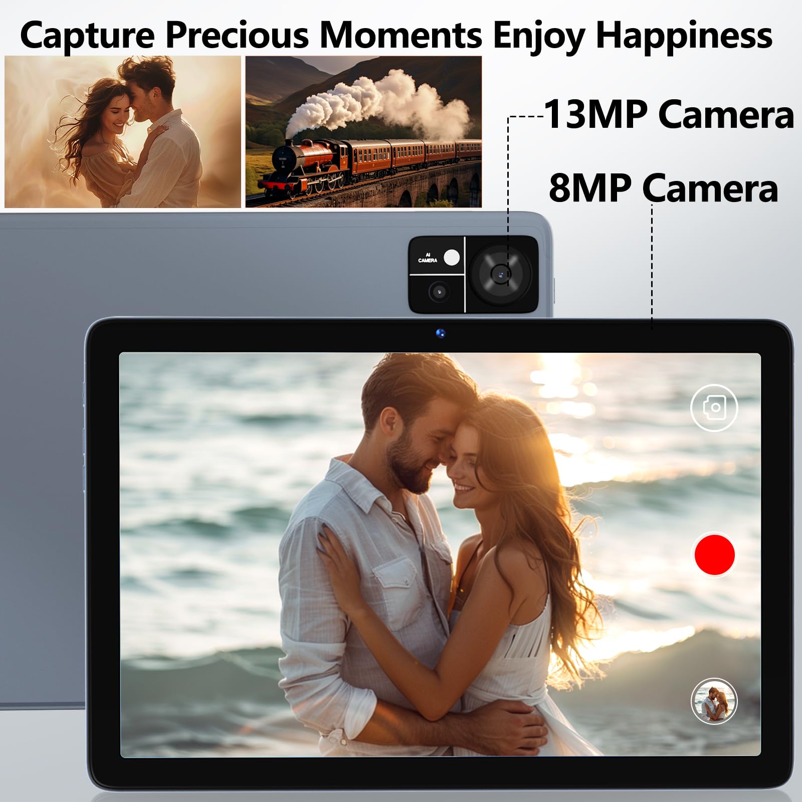 2025 Latest 10 Inch Android 14 Tablet with 4G LTE & Dual SIM Slots - 128GB ROM + 14GB RAM, Octa-Core Processor, 1TB Expandable Storage - 5G WiFi, 13MP+8MP Cameras, 7000mAh Battery, BT5.0, GPS - Includes Keyboard, Mouse & Stylus (Grey) - Perfect for Work, Study & Entertainment On-The-Go