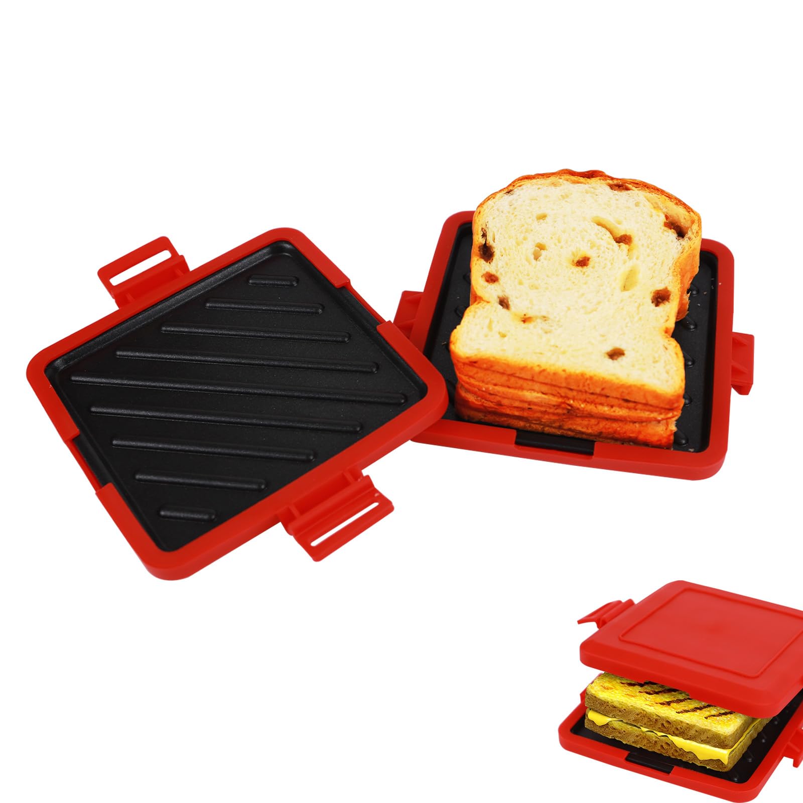 Microwave Toastie Maker - Fast Heating Sandwich & Grilled Cheese Maker with Crisper Tray, No Electricity Needed, Dishwasher Safe - Perfect for Quick Breakfasts, Office Lunches & Late Night Snacks