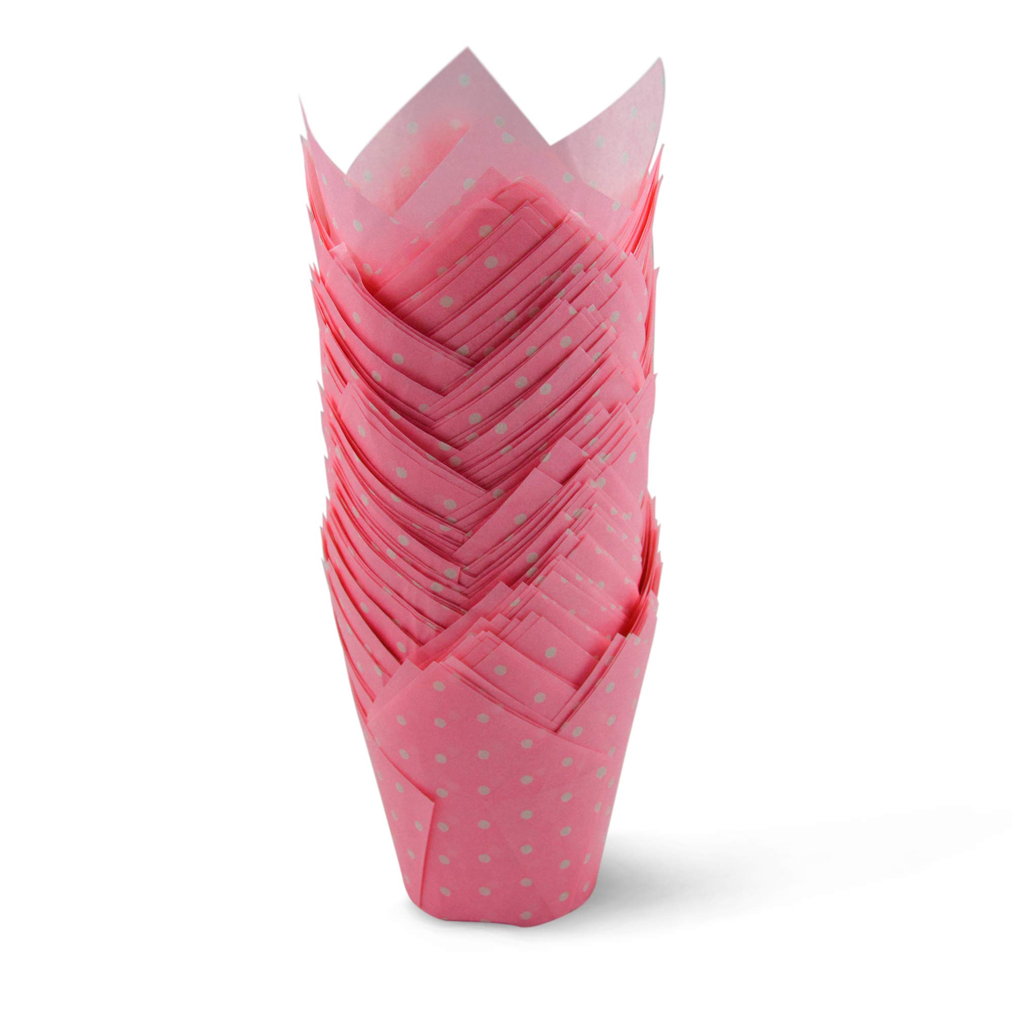 Polka Dot Pink Medium Size Tulip Baking Cups - 1000 Pack Greaseproof Cupcake & Muffin Liners for Baking, Parties, and Home Decor