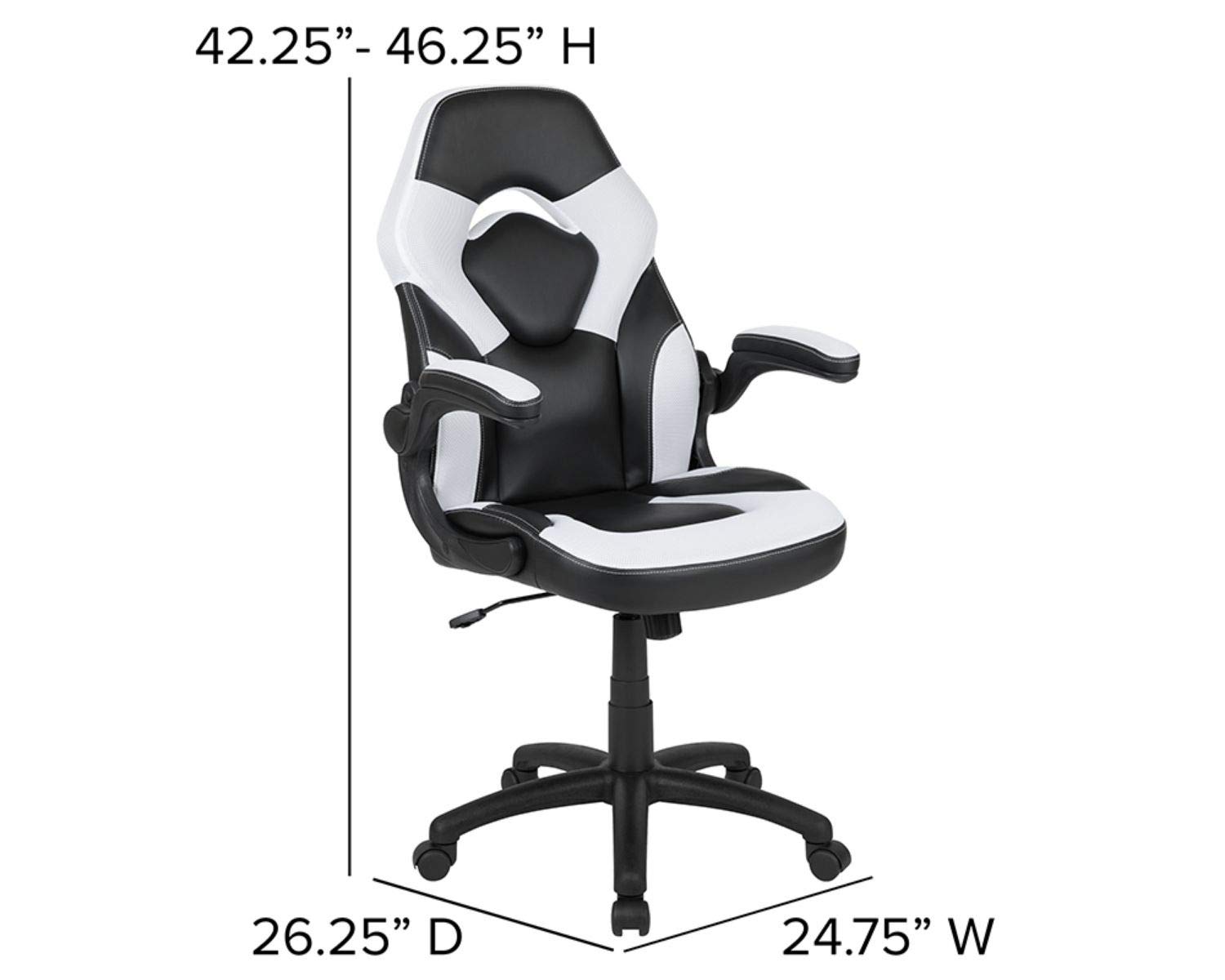 Flash Furniture Black Gaming Desk & White/Black Racing Chair Set with Cup Holder, Headphone Hook & Monitor Stand - Perfect for Esports, Streaming & Home Office Gaming Setup