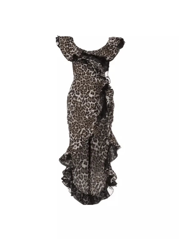 Ike Off Shoulder Leopard Print Dress - Sexy Animal Print Party Dress for Women, Perfect for Night Out, Club Wear and Date Night