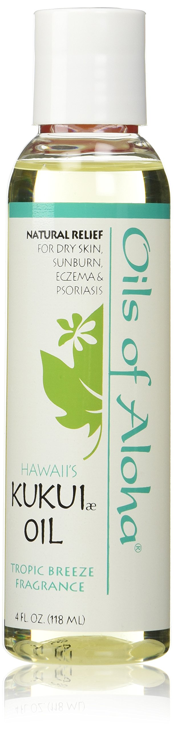 Oils of Aloha - Pure Hawaiian Kukui Nut Oil with Tropical Breeze Fragrance, 4 oz - Natural Moisturizer for Skin & Hair Care, Massage & Aromatherapy
