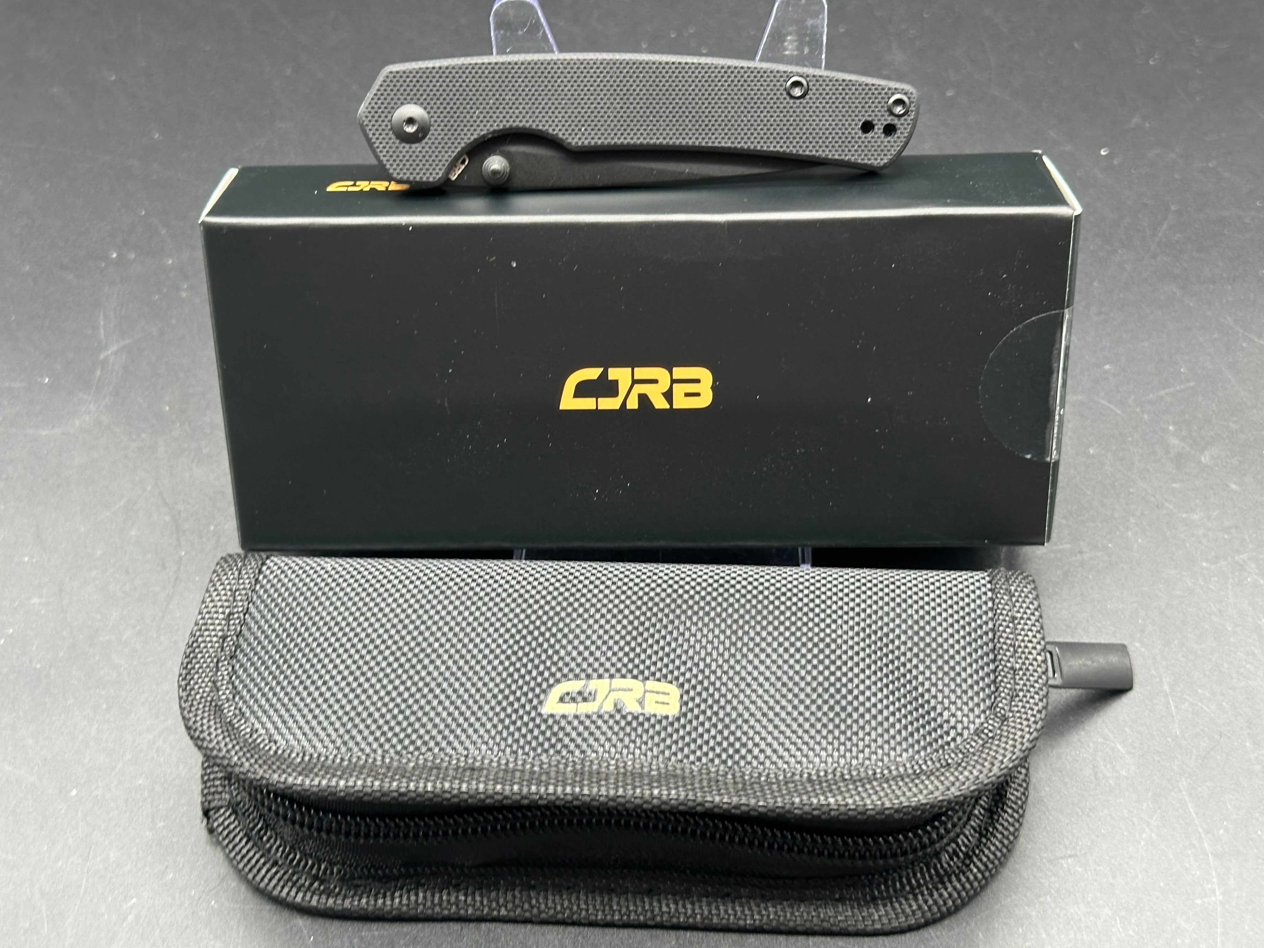 CJRB KAIN Folding Pocket Knife - Black G10 & Aluminum Handle, AR-RPM9 Steel Drop Point Blade - EDC, Camping, Hiking & Outdoor Survival Tool