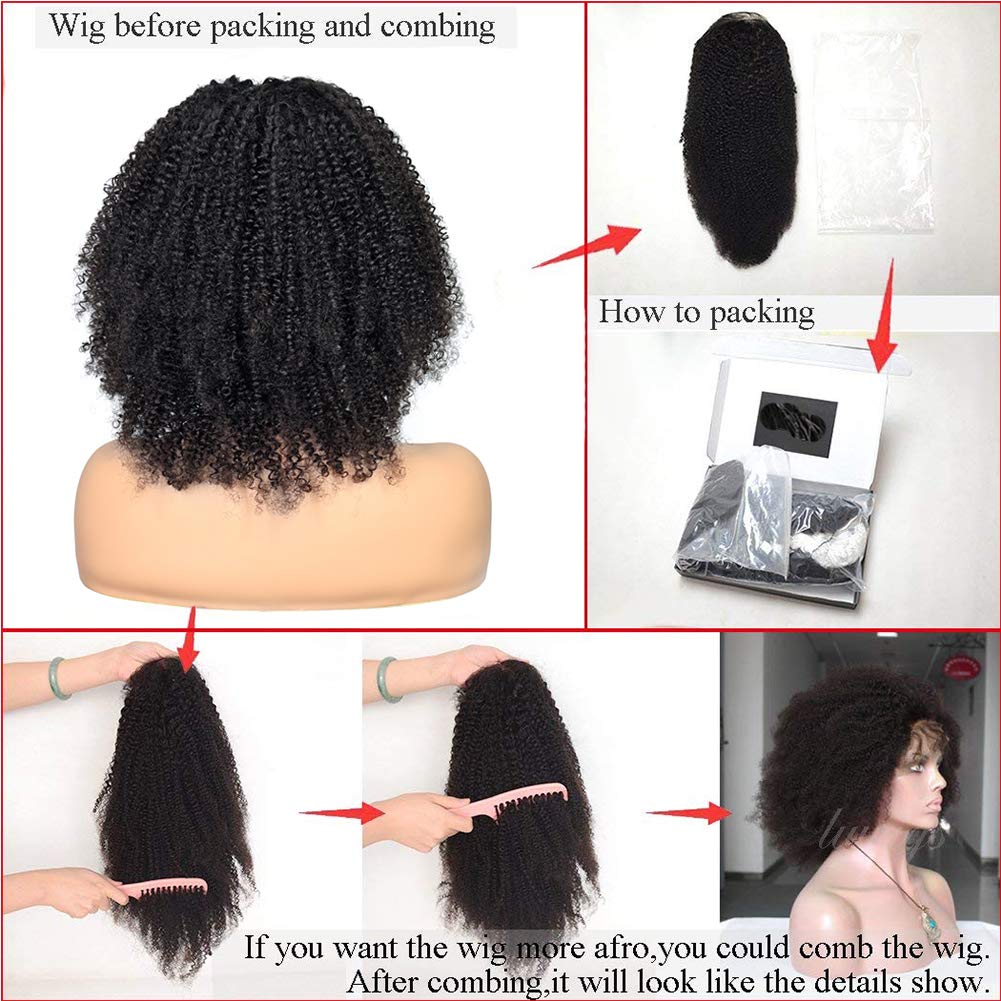 Natural Looking Fake Scalp Afro Kinky Curly Full Lace Wig with Invisible Knots | 150% Density Brazilian Remy Human Hair | Pre-Plucked Hairline with Baby Hair for Black Women | Perfect for Daily Wear, Cosplay & Special Occasions