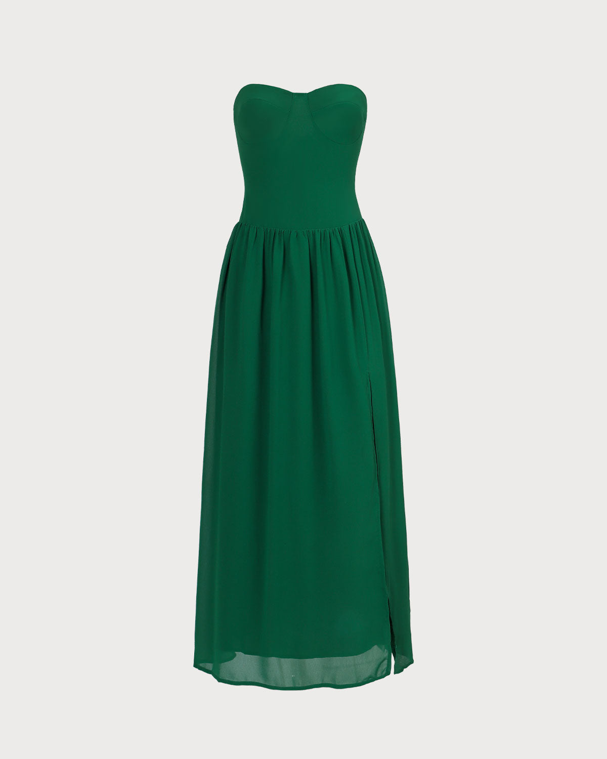 Elegant Green Sweetheart Neck Ruched Maxi Dress for Women - Perfect for Weddings, Parties & Summer Vacations
