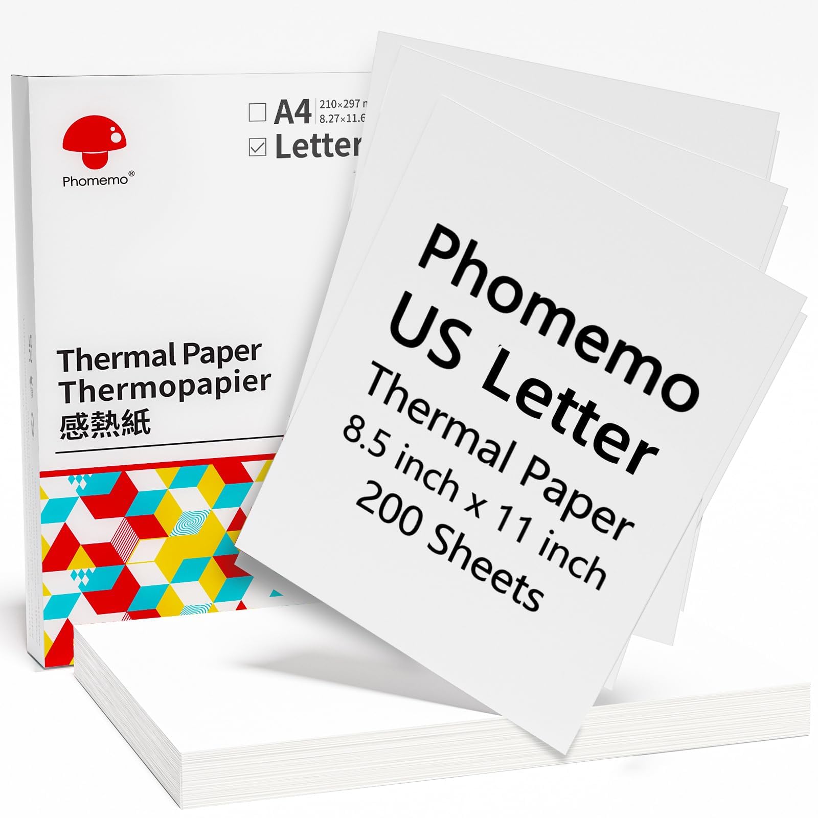 Phomemo M08F Thermal Paper - 8.5 x 11 Inches US Letter Size Thermal Printer Paper Roll, Compatible with Brother HPRT MT800 M832 M834 Printers | Ideal for Shipping Labels, Receipts & Barcode Printing