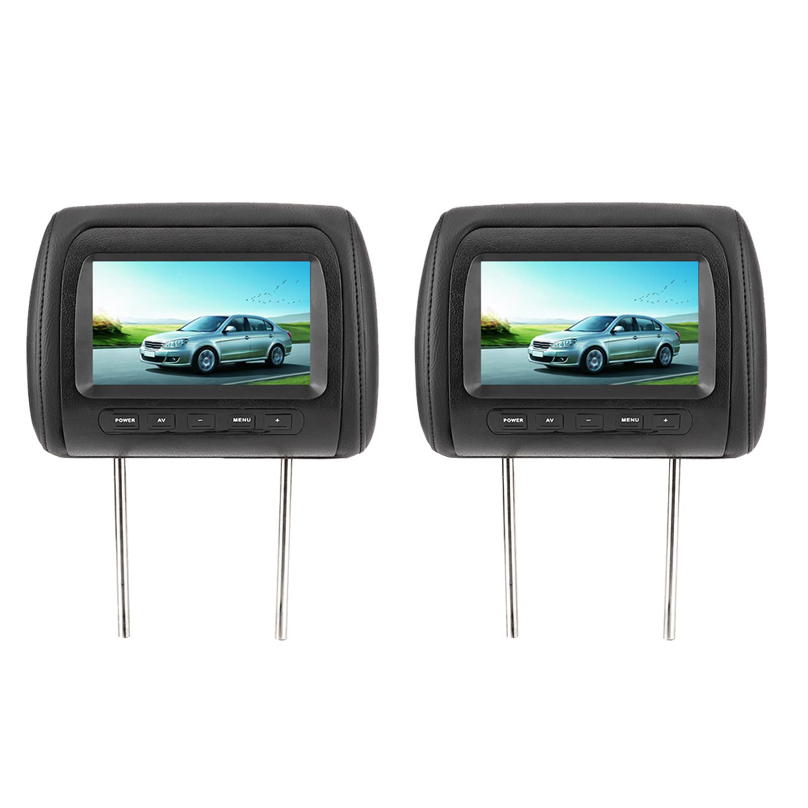 2 Pack 7 Inch Portable Car Headrest Video Player - Universal Car Monitor Headrest Display with AV Input for Kids & Family Entertainment - Perfect for Road Trips & Long Drives