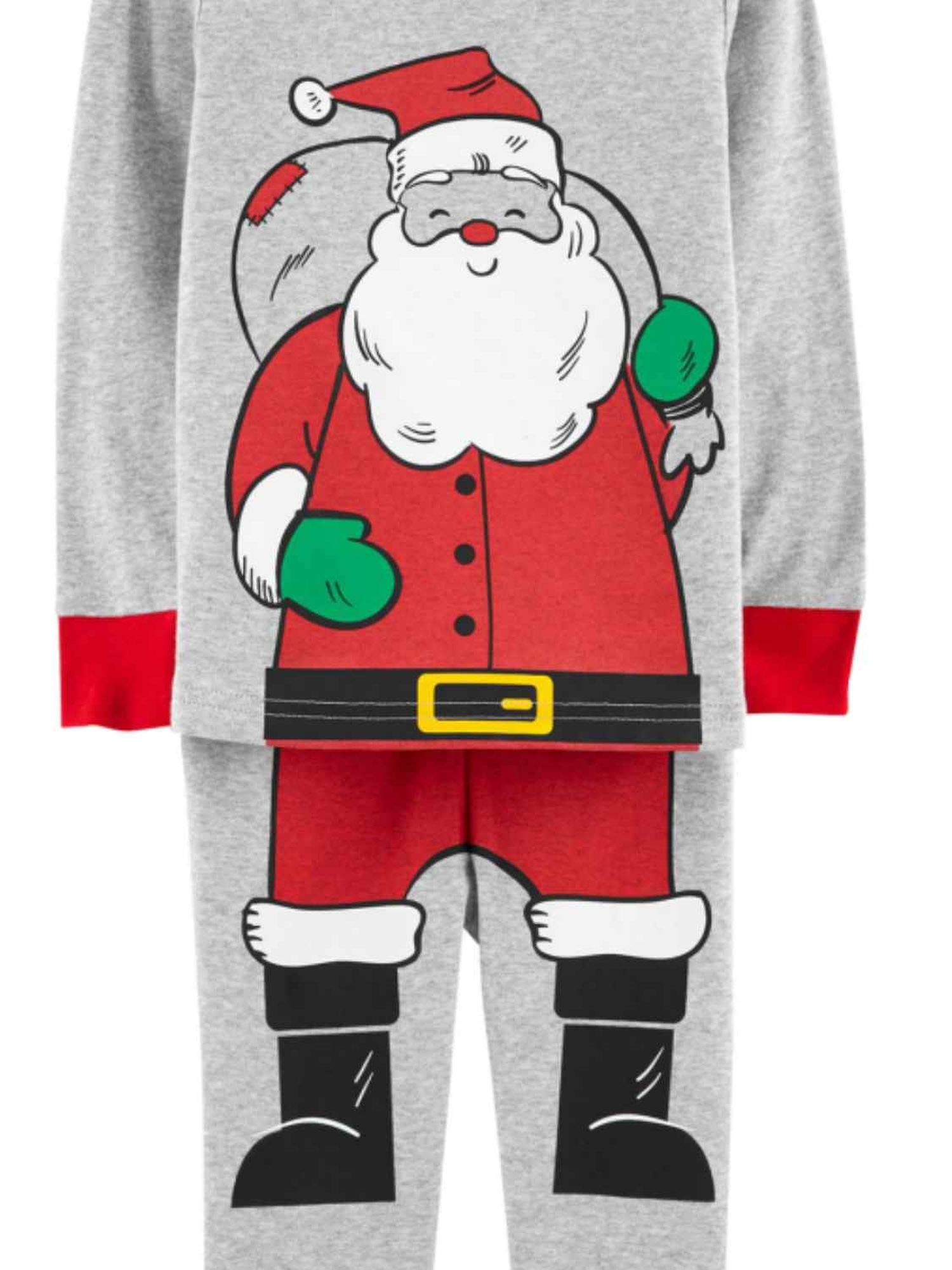 Carters Baby Boys' Gray Santa Claus Christmas Pajama Set - Soft Holiday Sleepwear for Infants & Toddlers (0-24 Months) - Perfect for Christmas Eve, Family Photos & Cozy Winter Nights