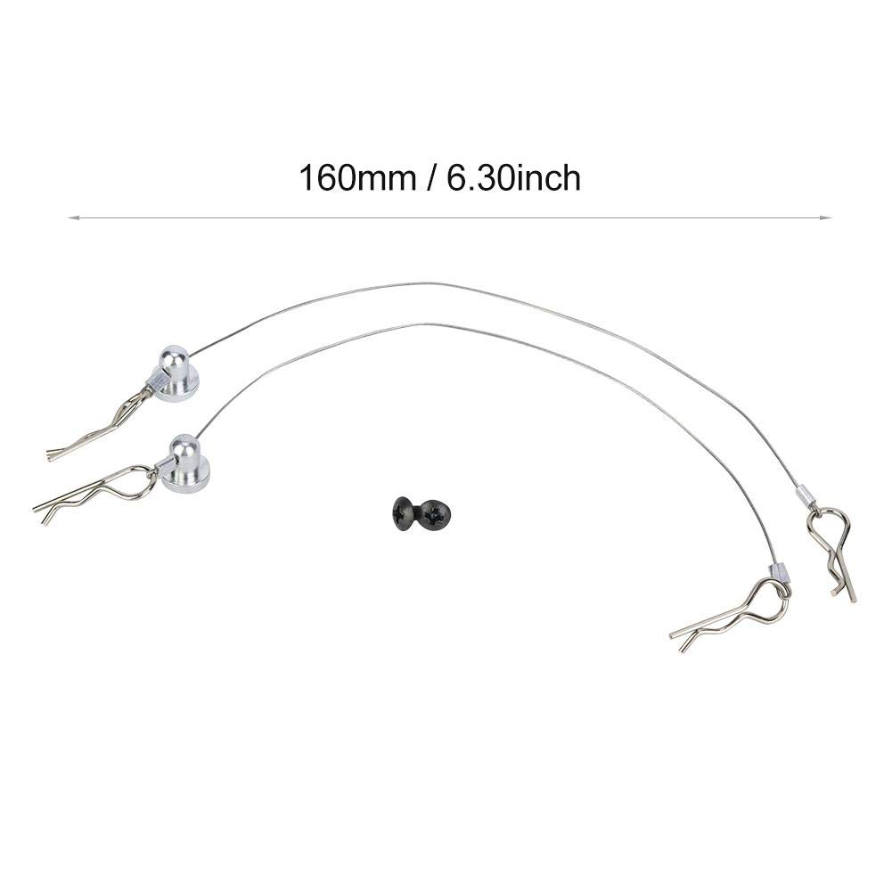 V GEBY 1/10 RC Car Body Shell Clip Pins & Rope Set - Silver, Durable Car Shell Clips for Secure Fit, Ideal for Off-Road Racing and Drift Tracks