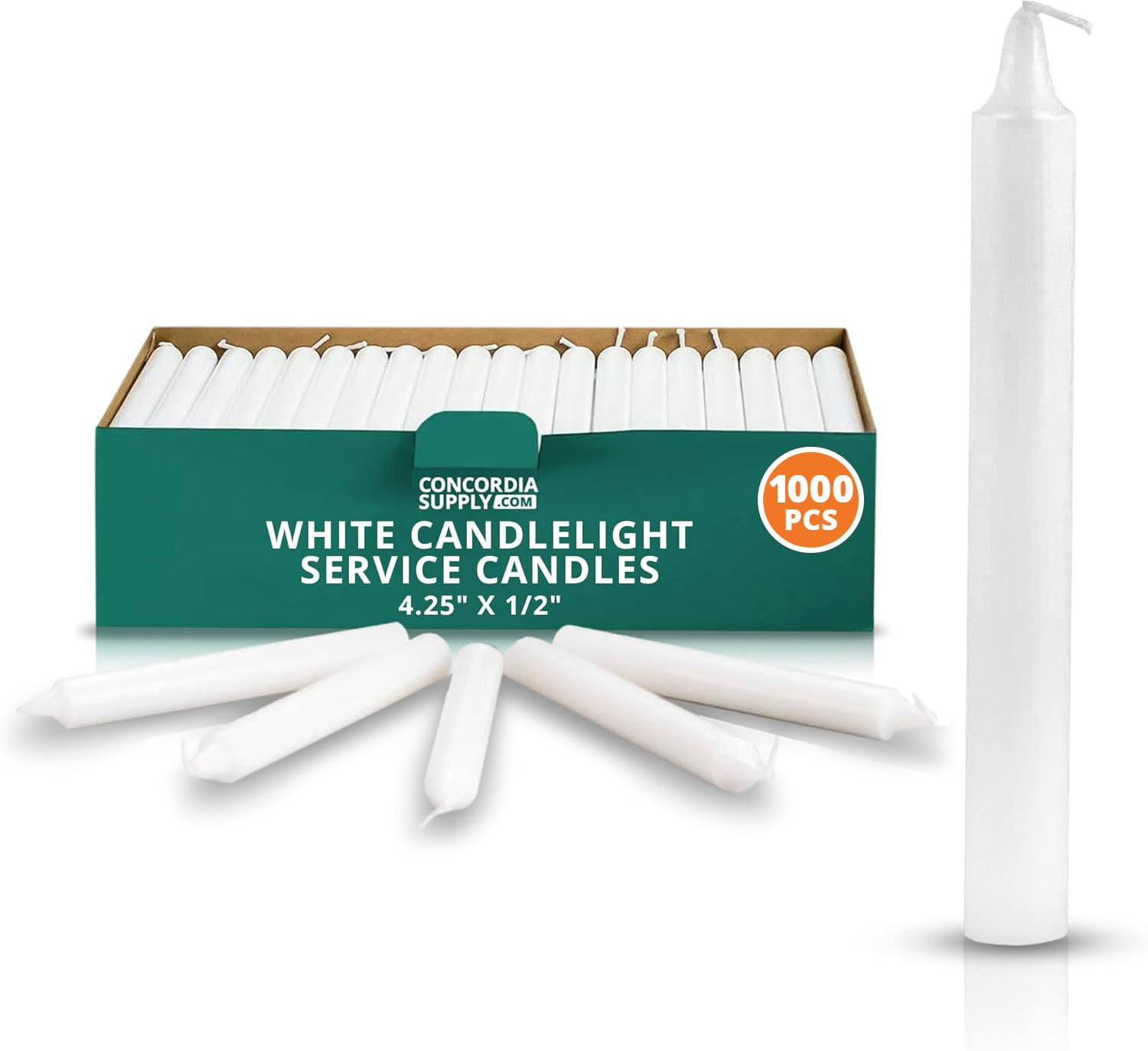Concordia Supply Bulk White Church Candles - 4.25