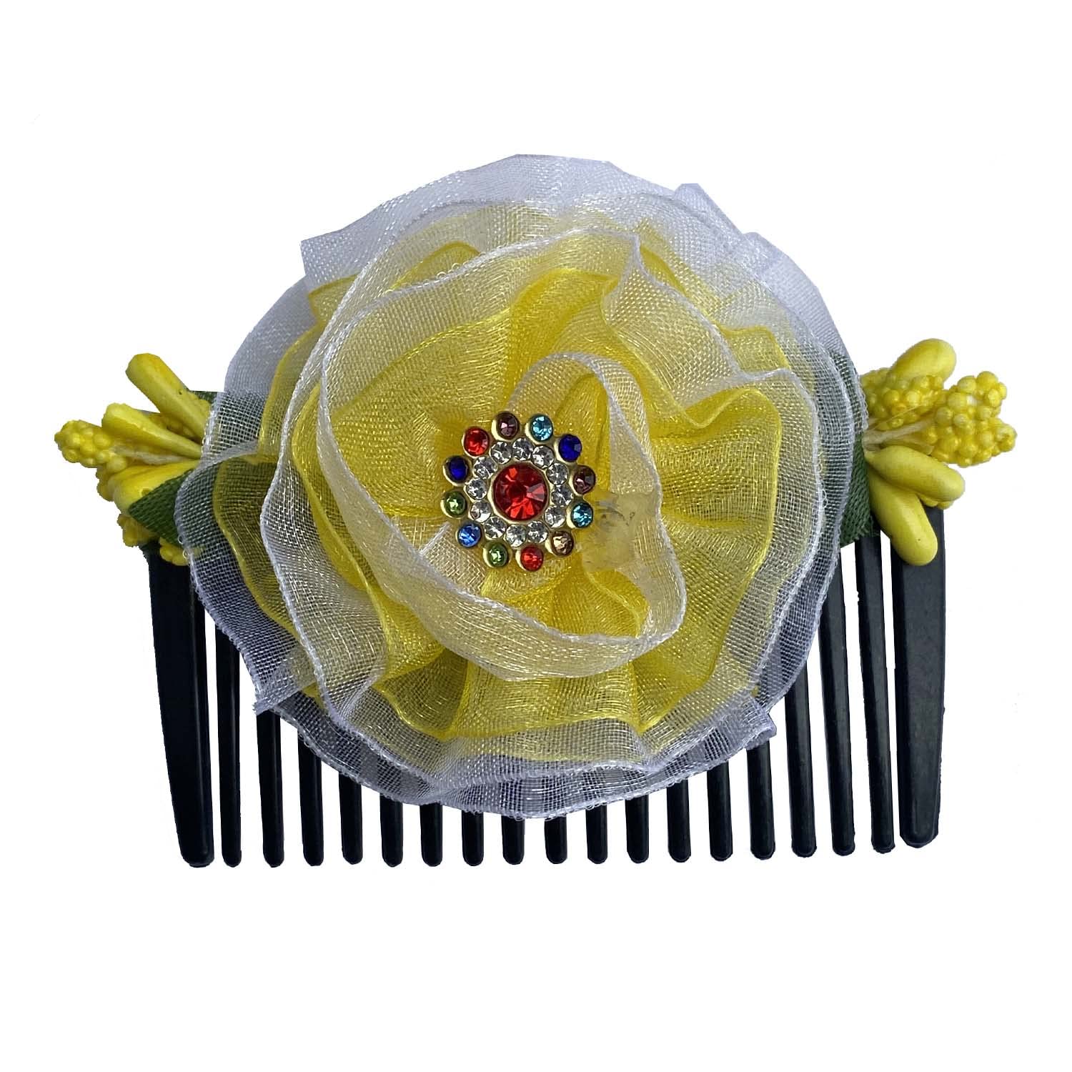 Vinshbond Flower Hair Clips for Women - Yellow Floral Hair Pins, Side Hair Clips, Hair Accessories (Pack of 1) - Perfect for Weddings, Parties & Everyday Style