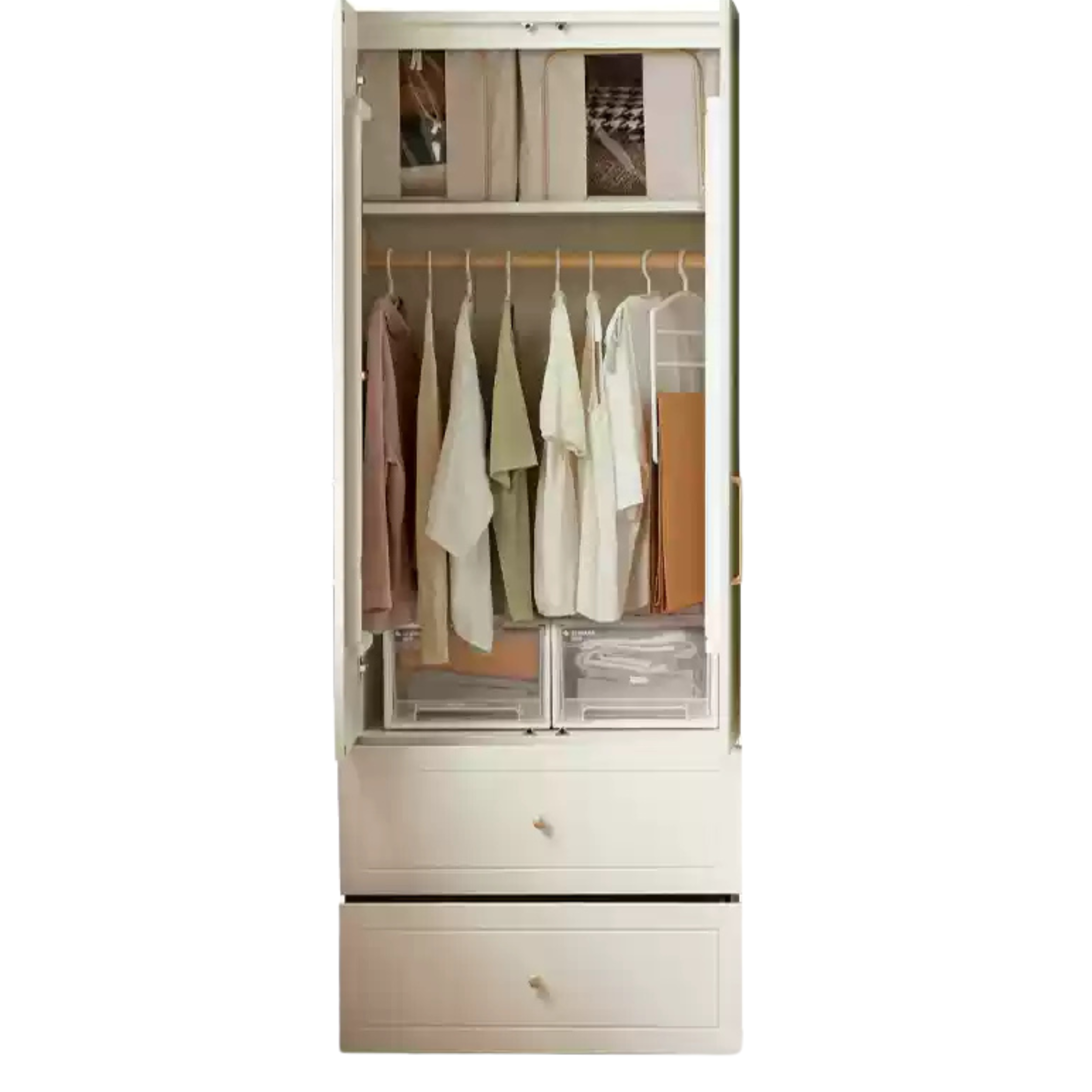 35.4x23.2x86.6 inch / 90x59x220сm / Warm White / 0.9m Two door wardrobe drawer style