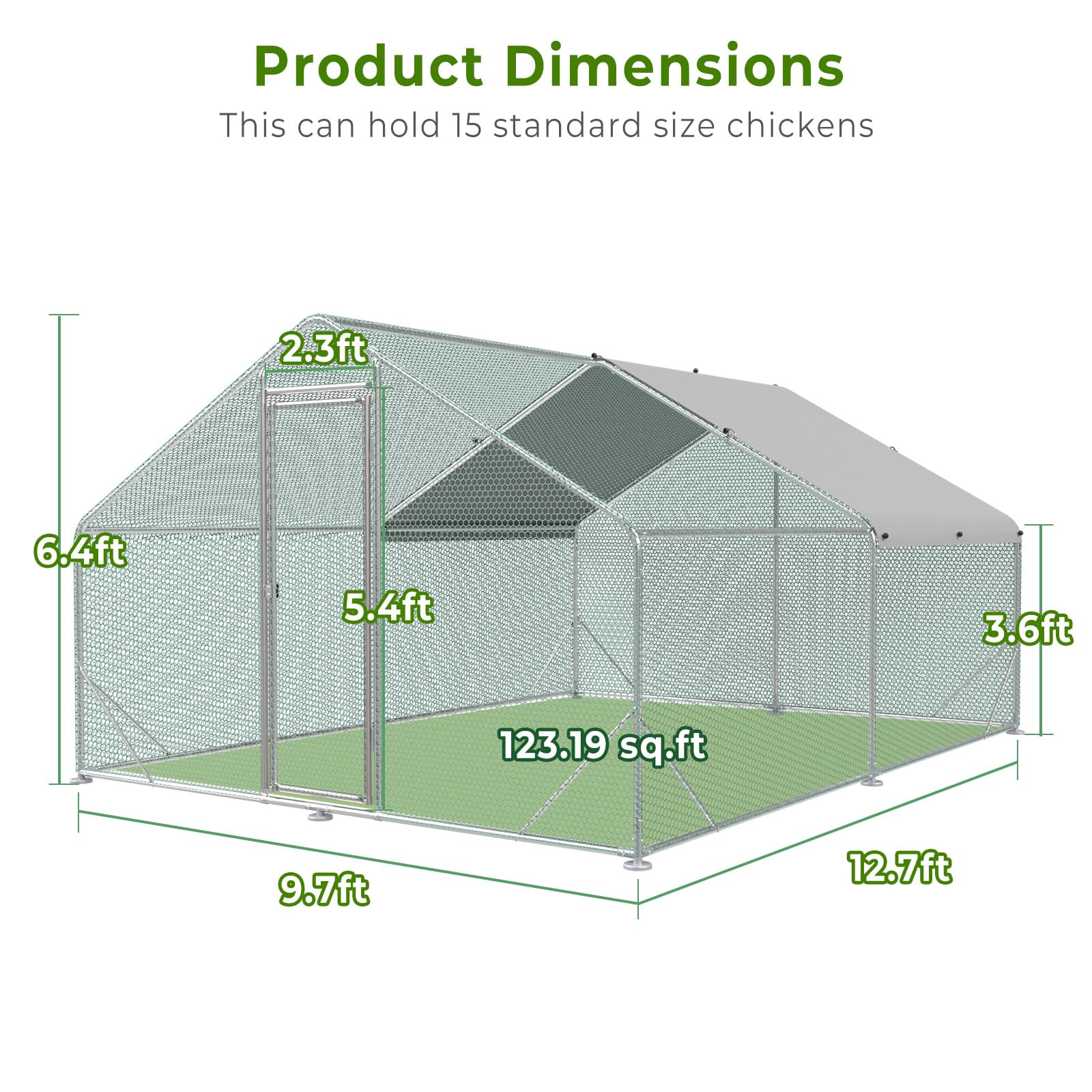 10x13FT Large Metal Chicken Run Coop - Walk-in Poultry Cage House for Backyard with Waterproof Cover | Durable Outdoor Chicken Pen for Farm, Garden & Homestead Use | Perfect for Raising Chickens, Ducks & Small Animals