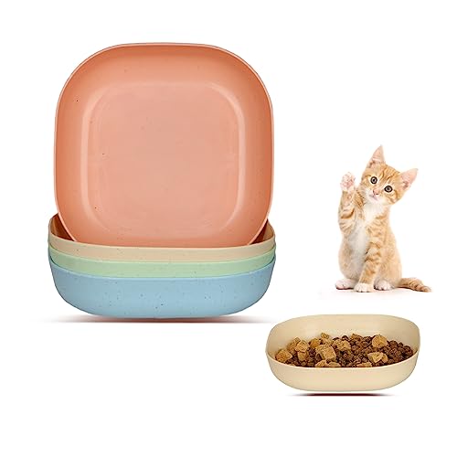 4pcs Shallow Cat Bowls-lght Colour