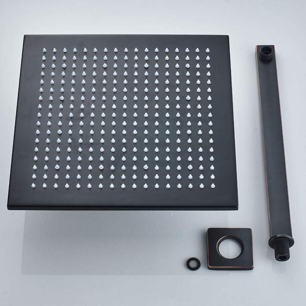 Matte Black Rainfall Shower Head with LED Lights - Wall Mounted Bathroom Faucet Set for Modern Showers | Perfect for Spa-Like Bathing Experience & Luxury Home Renovation