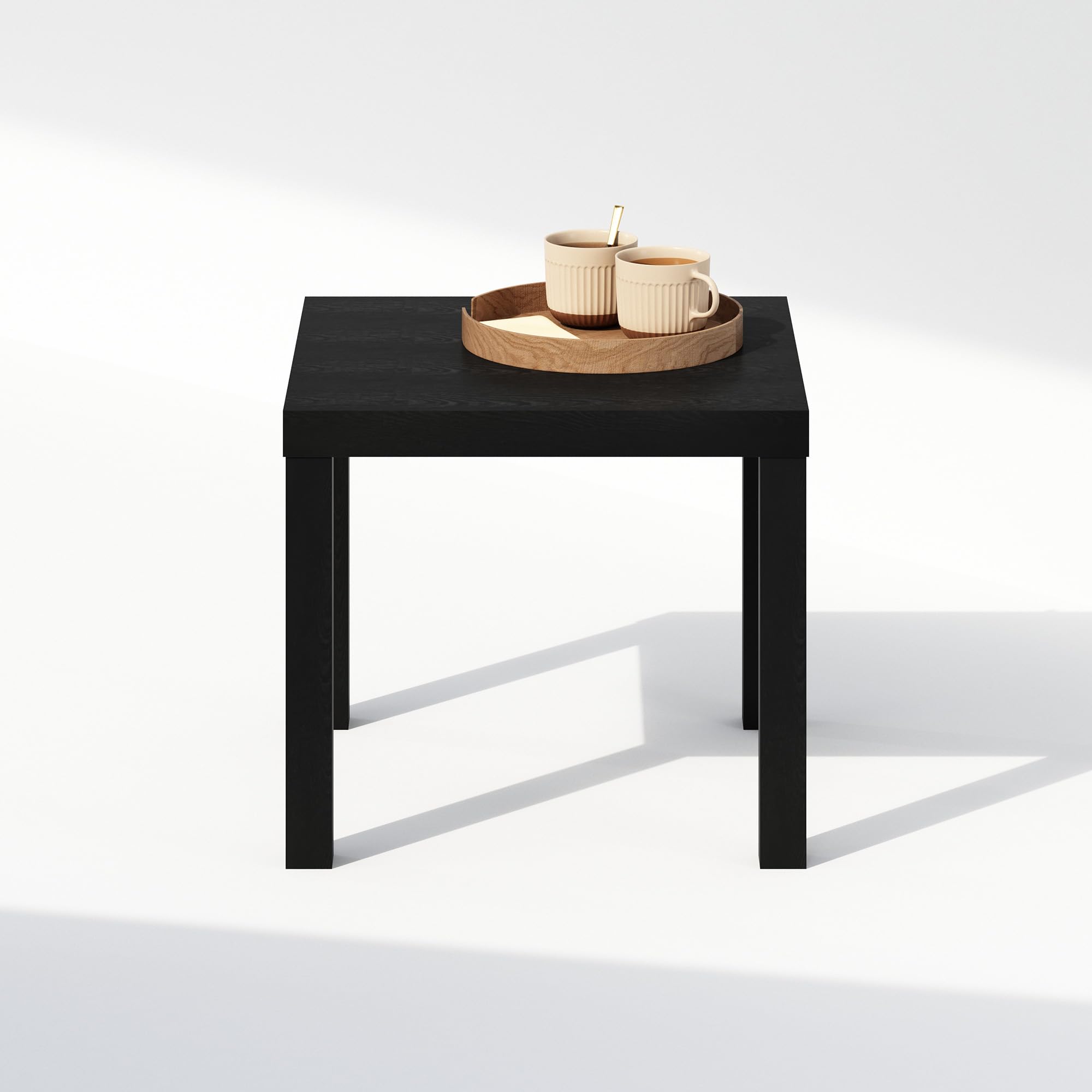 Furinno Simple Square Coffee Table - Black End Table for Living Room, Bedroom, or Office - Sturdy & Stylish Side Table for Home Decor
