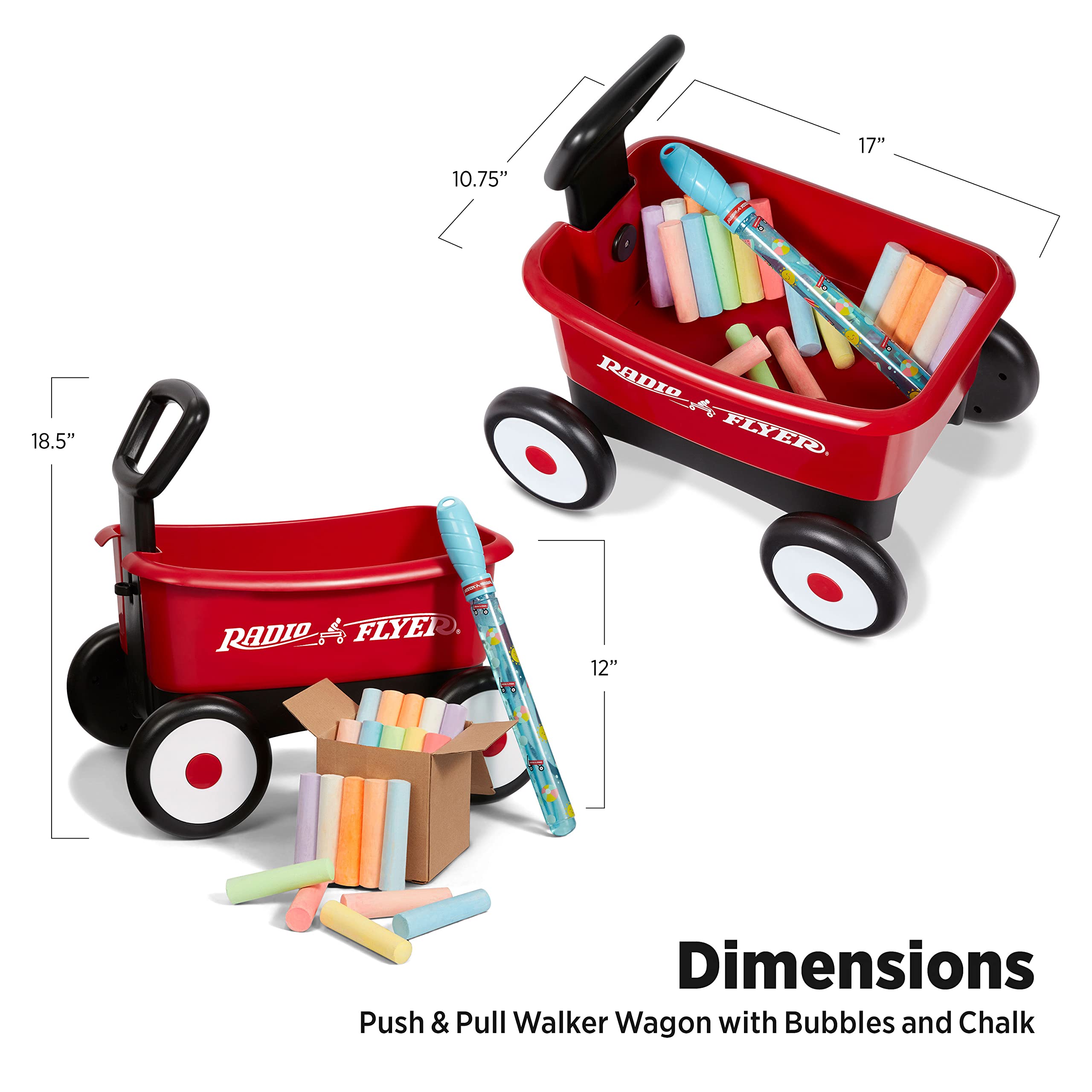 Radio Flyer My 1st Wagon for Kids Ages 3+ | Red Toddler Wagon with Bubbles & Chalk | Outdoor Play, Park Trips & Backyard Fun