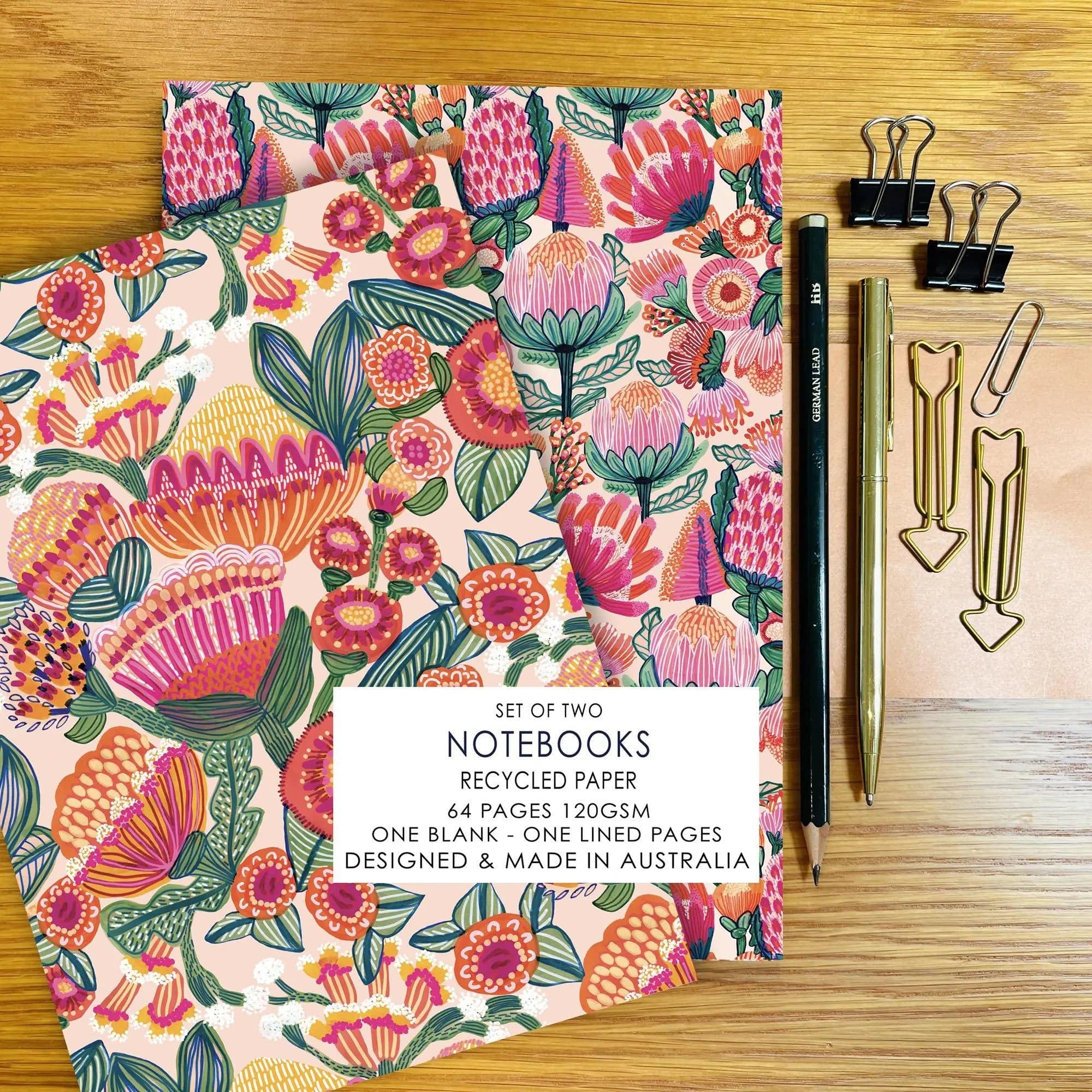 Aussie Native Flora A5 Notebook Set - 3-Pack Lined Journal for Writing, Sketching & Note Taking - Perfect for School, Office & Travel - Eco-Friendly Paper, Durable Cover