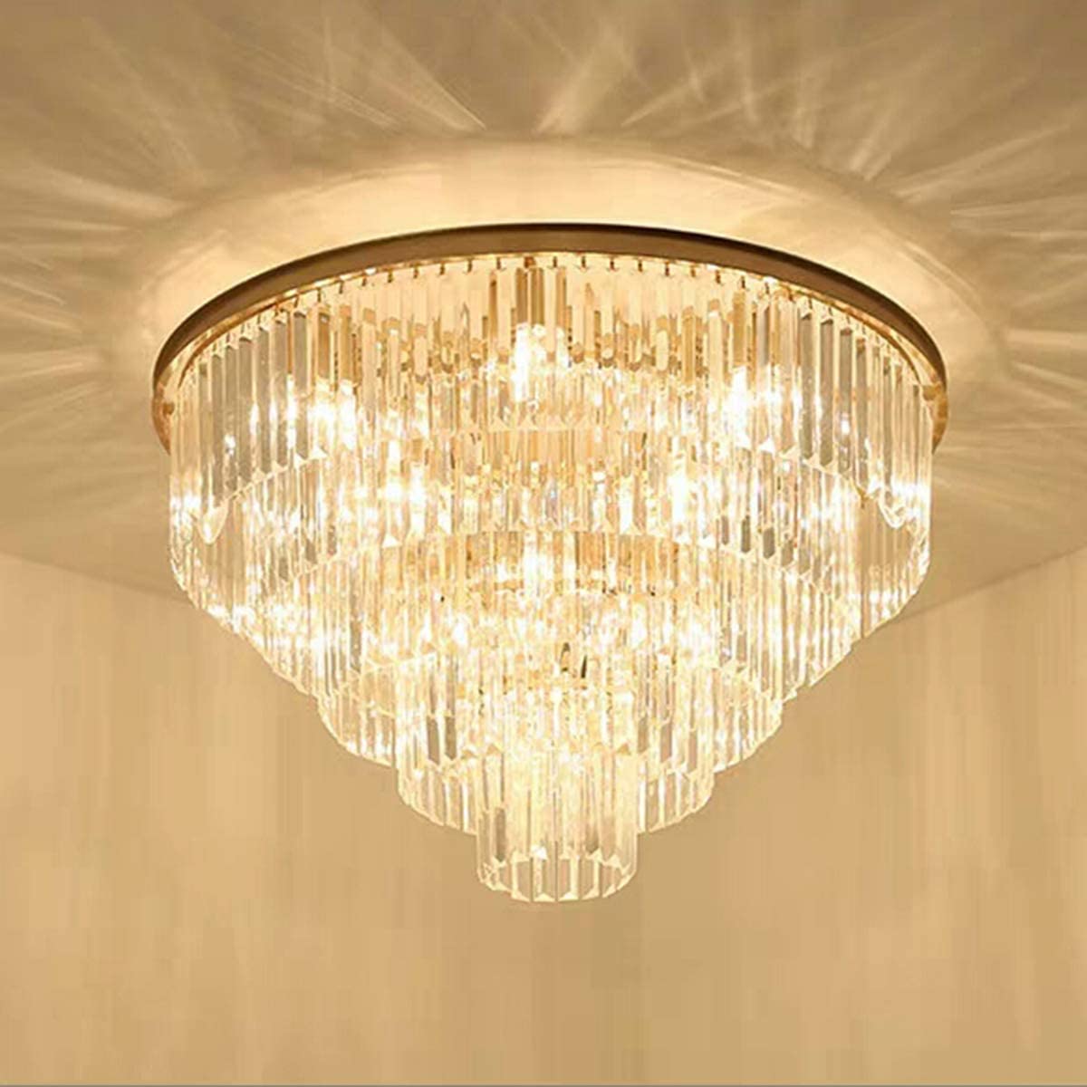 31.5'' Modern Gold Crystal Chandelier - 5-Tier Adjustable Height Pendant Light with 13 Lights for Dining Room, Living Room & Entryway | Elegant Ceiling Lighting for Home Decor, Weddings & Luxury Interiors