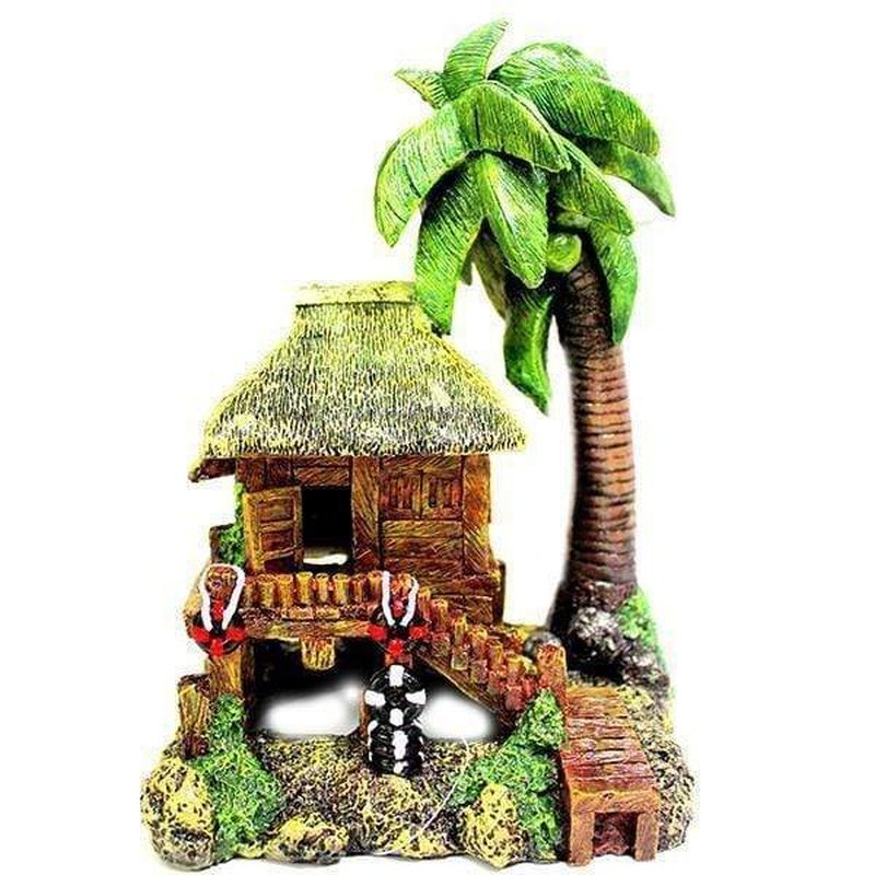 Aquatopia Hermit Crab Palm House - Natural Coconut Shell Habitat for Hermit Crabs - Perfect for Reptile & Small Pet Enclosures - Ideal for Terrariums, Aquariums & DIY Pet Homes