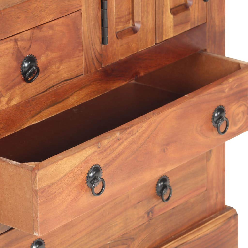 Freestanding Acacia Wood Storage Cabinet with Doors - 24.4