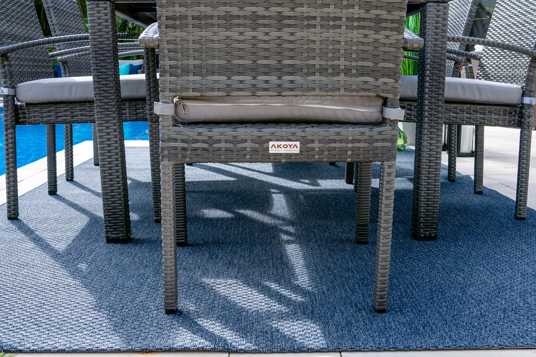 Bari 7-Piece Resin Wicker Outdoor Patio Dining Set - Gray Rattan Furniture with Table & 6 Cushioned Chairs - Perfect for Backyard, Garden, Poolside & Patio Entertaining