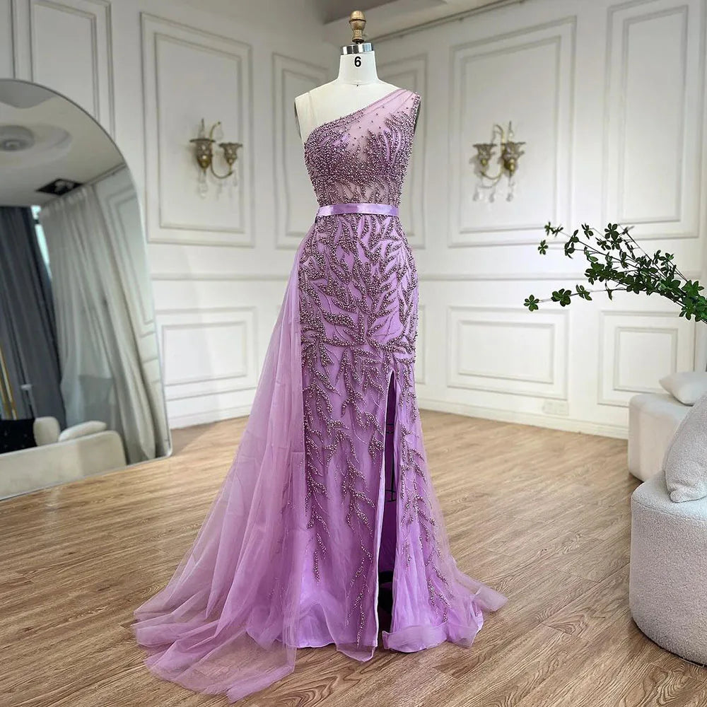 Serene Hill Pink High Split Mermaid Elegant Evening Dresses - Luxury Beaded Prom Gowns for Women 2025 | Perfect for Formal Parties, Weddings & Red Carpet Events LA71582