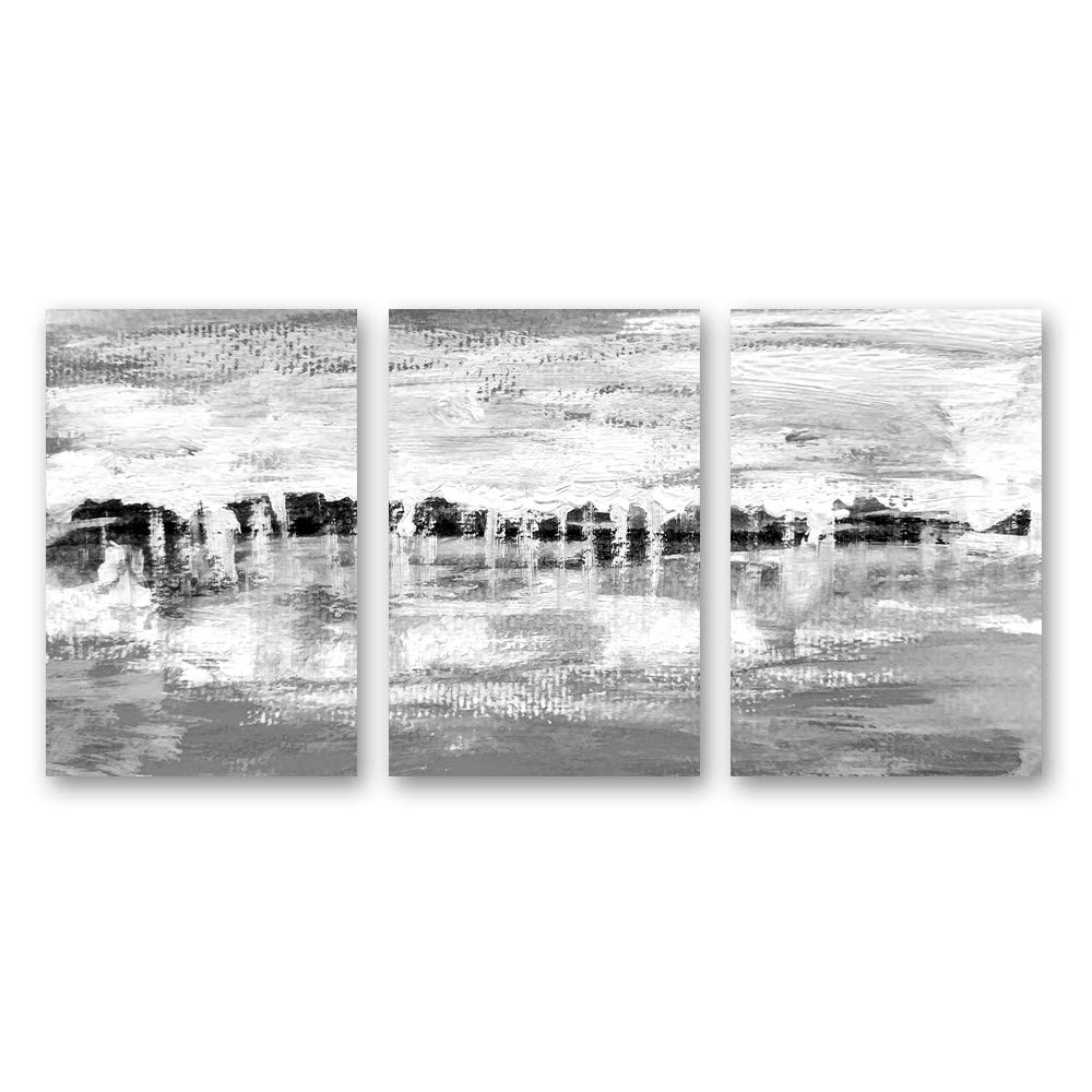 Black and White Abstract Canvas Wall Art - 3 Panel Modern Painting Set (24