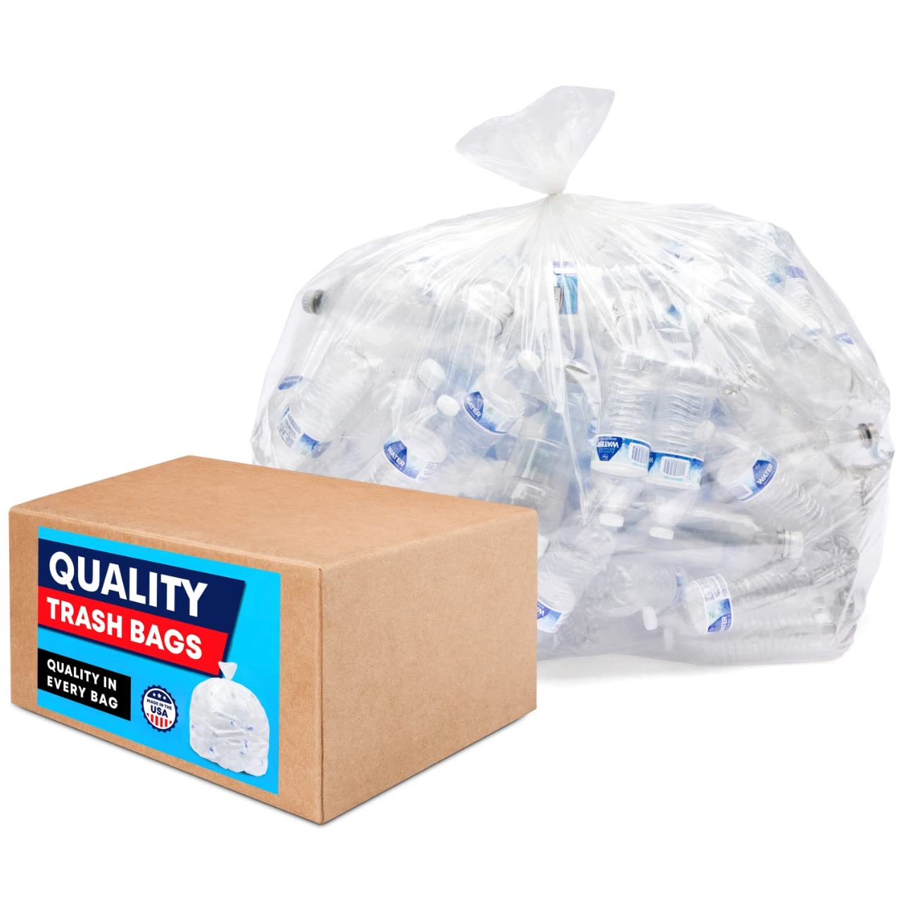 Heavy Duty 95-100 Gallon Clear Trash Bags | 25 Count Extra Large Can Liners for 90-100 Gallon Trash Cans | Durable, Leak-Proof & Tear-Resistant | Perfect for Outdoor Events, Commercial Use & Large Household Waste Disposal
