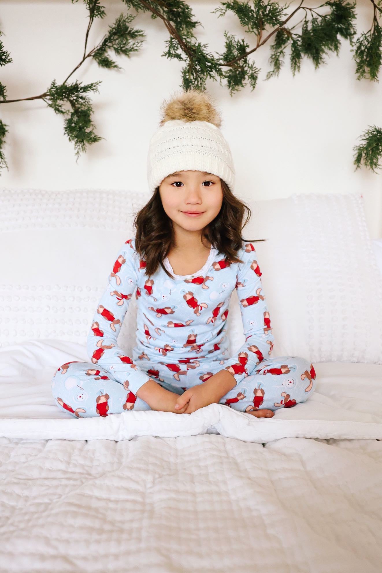 Santa Pup Full Length Pajama Set for Girls - Cozy Christmas Sleepwear for Holiday Family Gatherings & Festive Photo Shoots