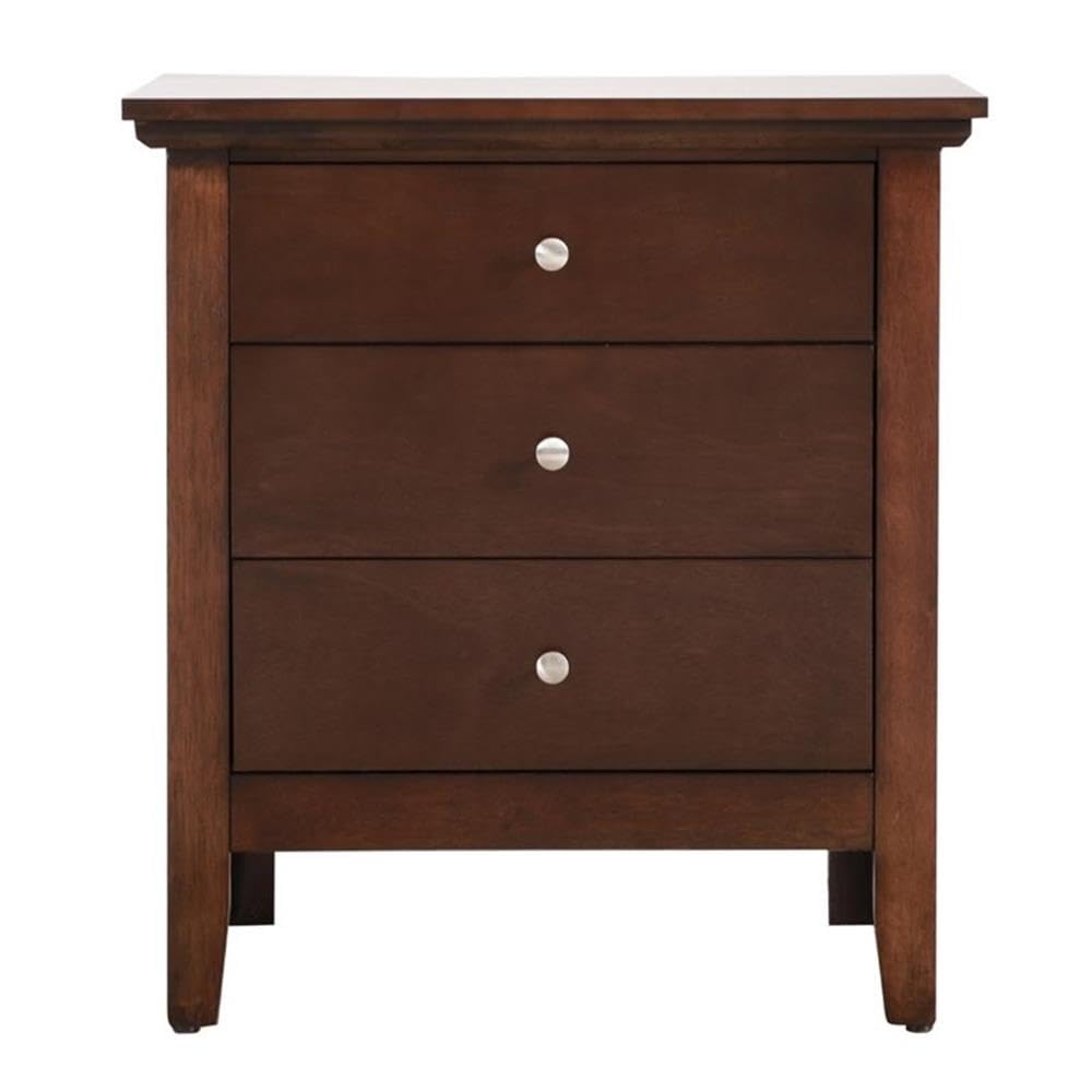 Glory Furniture Hammond 3 Drawer Nightstand in Cappuccino Finish - Modern Bedside Table for Bedroom, Living Room & Guest Room Storage