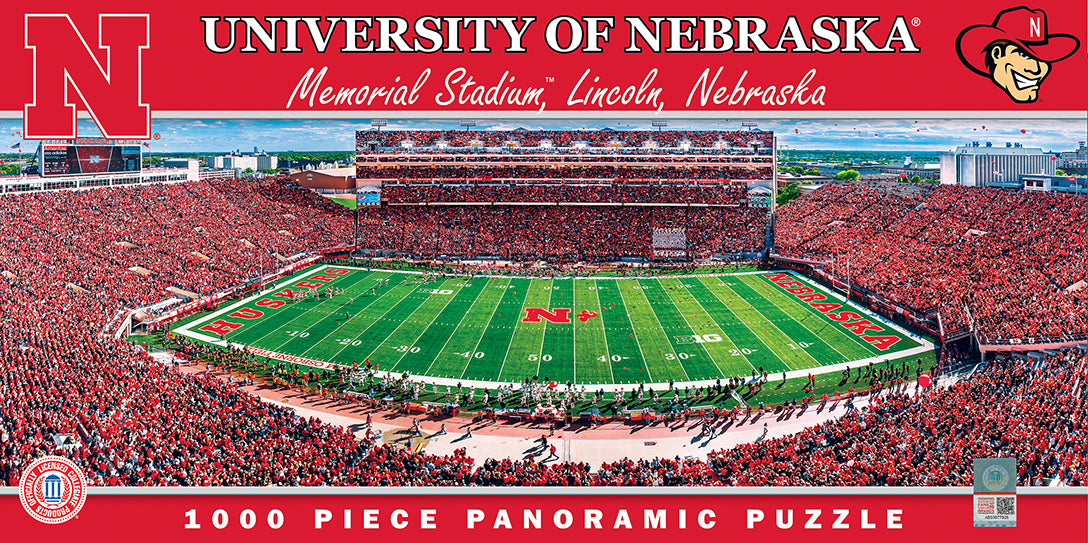 Nebraska Huskers 1000 Piece Panoramic Puzzle - College Football Fan Gift, Team Spirit Jigsaw for Adults & Kids - Perfect for Game Day Decor, Family Bonding & Home Office Display