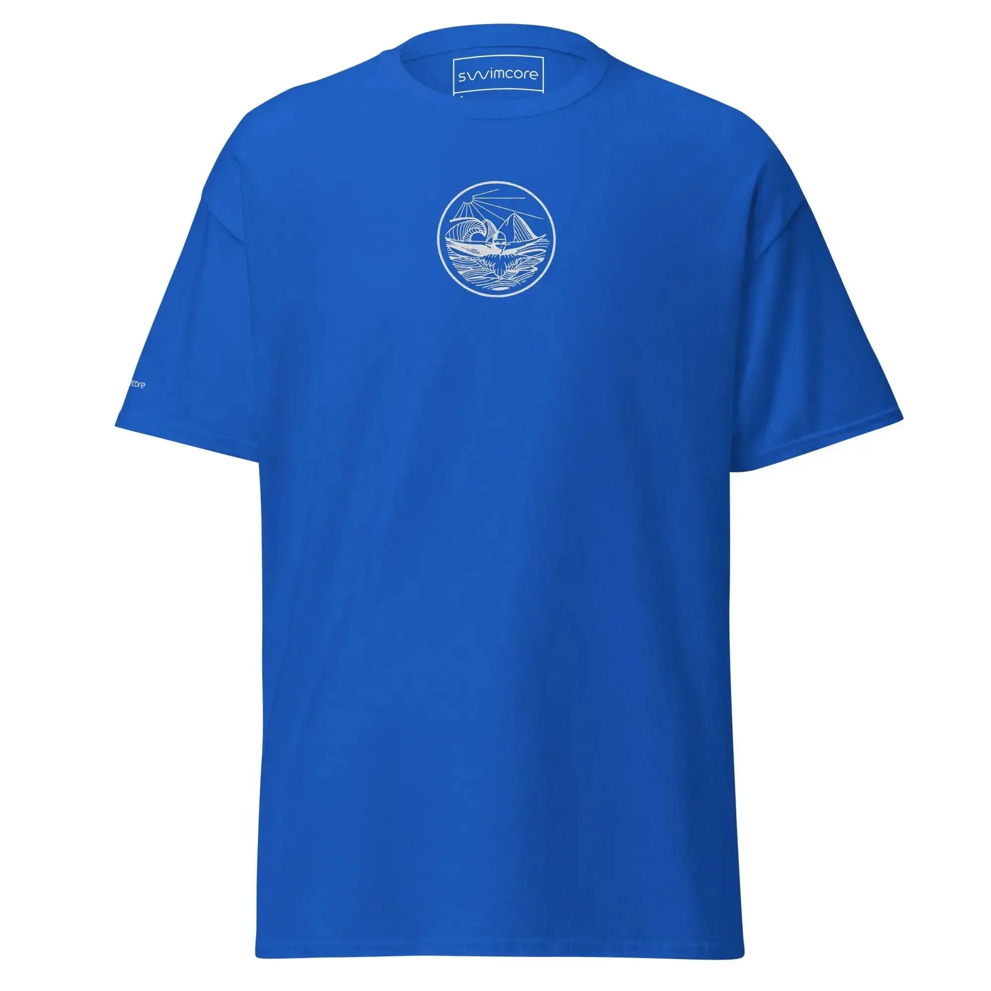 Unisex Jersey Short Sleeve T-Shirt with Mountain Swimmer Graphic - Comfortable Casual Wear for Men & Women - Perfect for Outdoor Activities, Gym, and Everyday Use