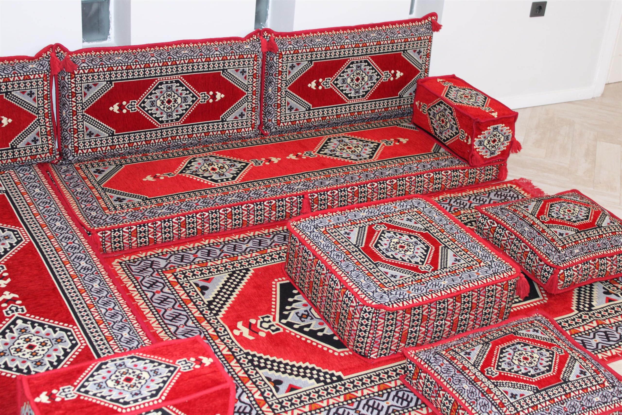 Arabic Corner Sofa Set with Standard Foam - Traditional Majlis Floor Seating for Living Room, Lounge & Cultural Gatherings | Comfortable Arabic Couches & Sofas for Home Decor