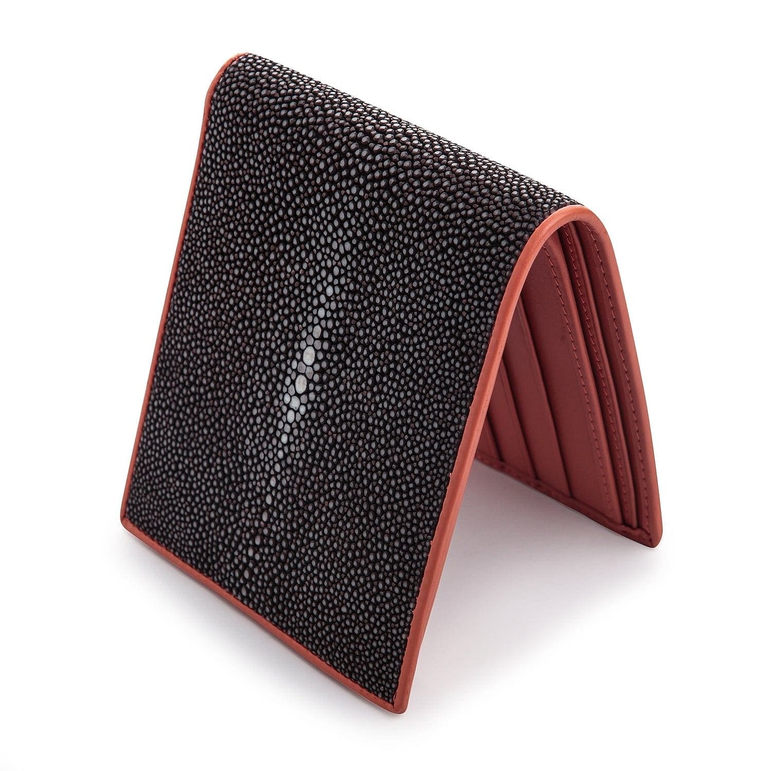 Genuine Stingray Skin Men's Wallet - Two-Tone Black & Brown Leather Bifold Wallet for Everyday Use & Gift Giving