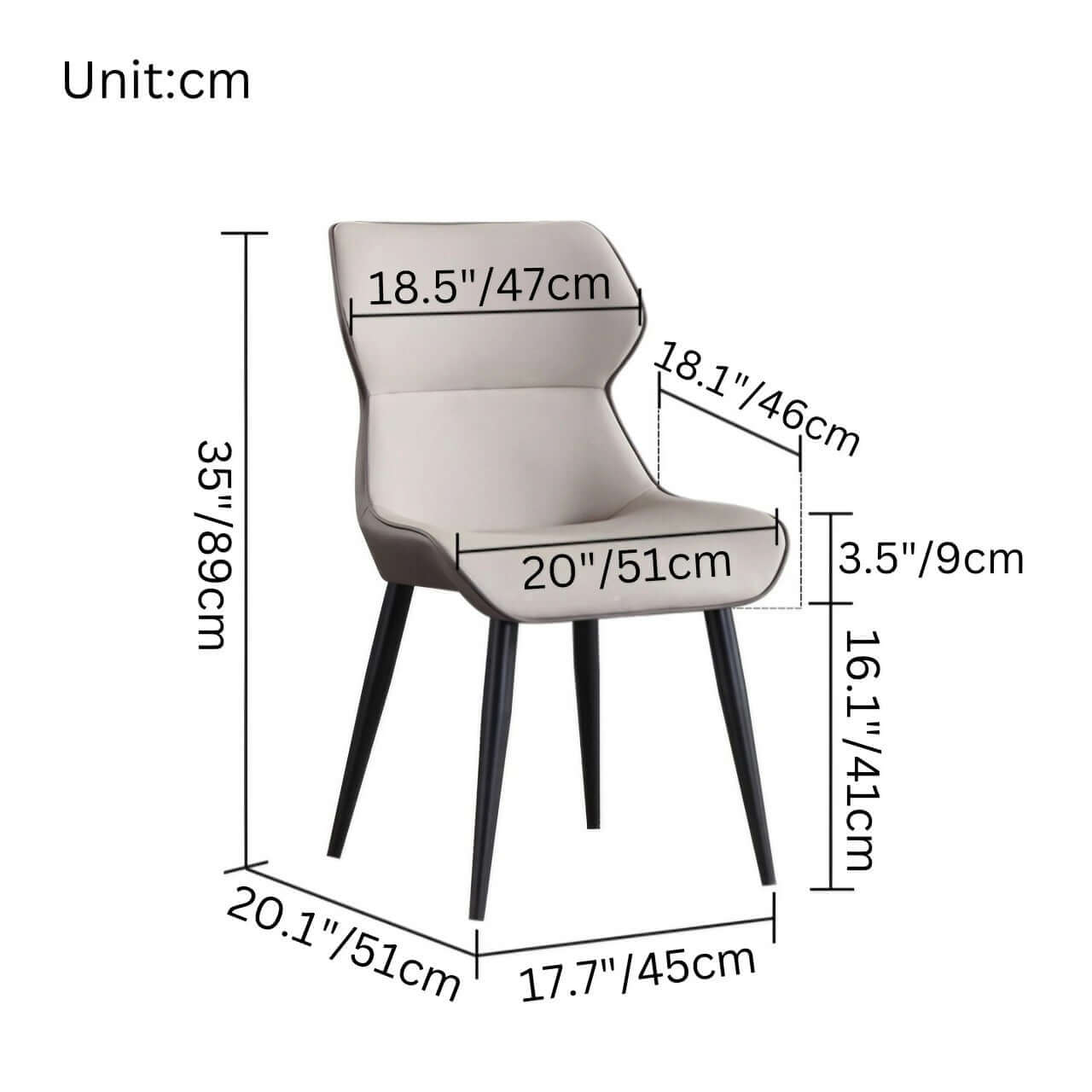 Luxury Minimalist Light Grey Leather High Back Dining Chair - Durable & Stylish Single Seat for Modern Home, Office, or Restaurant Decor