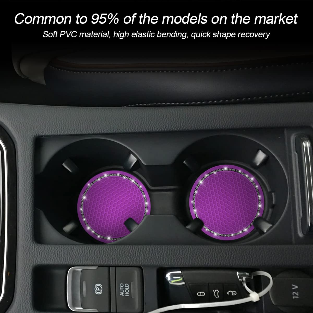 2-Pack Bling Crystal Rhinestone Car Cup Holder Coasters - 2.75