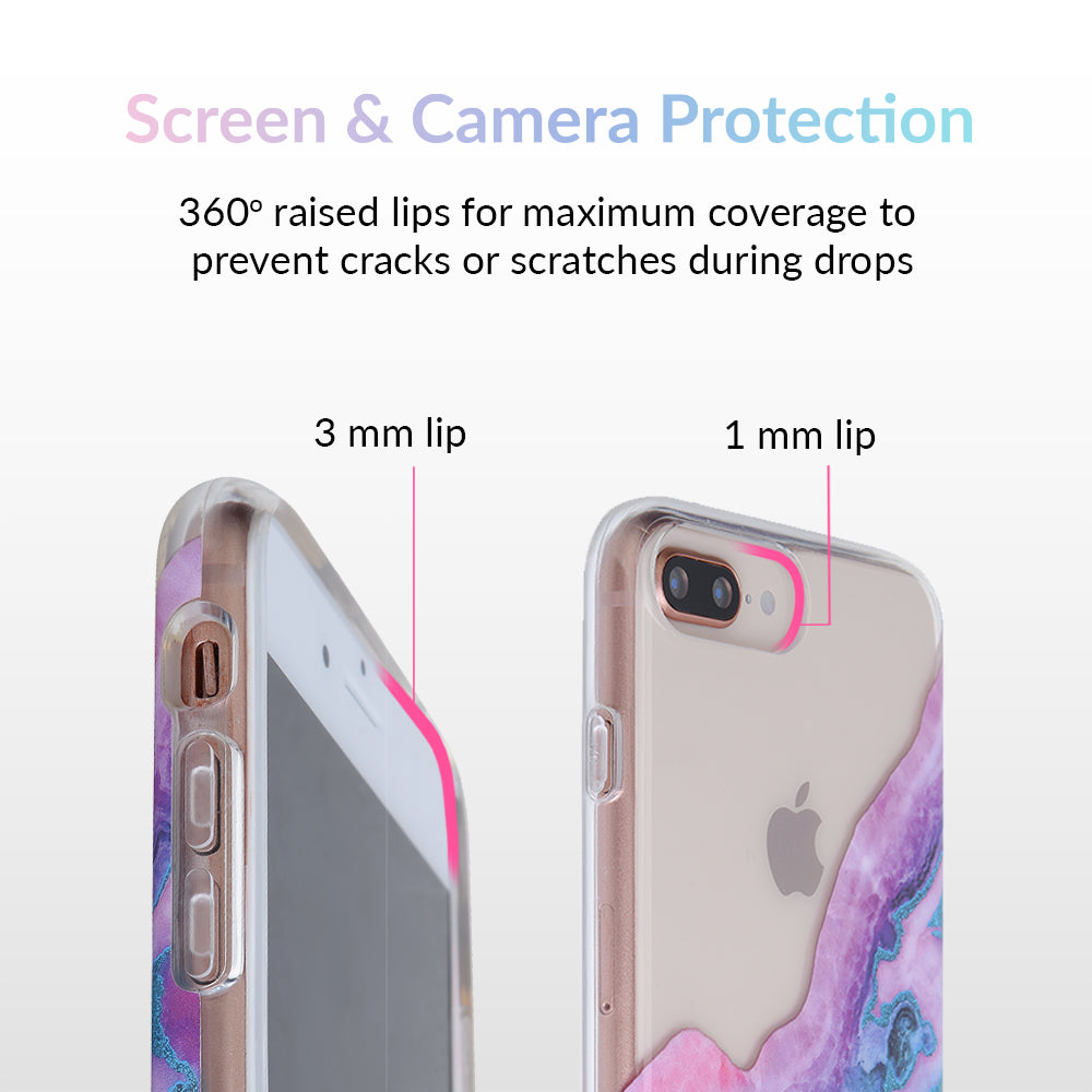 Geode Glitter Clear iPhone Case - Shatterproof Protective Cover with Crystal Design for iPhone 14/13/12/11 Pro Max - Perfect for Everyday Use & Special Occasions